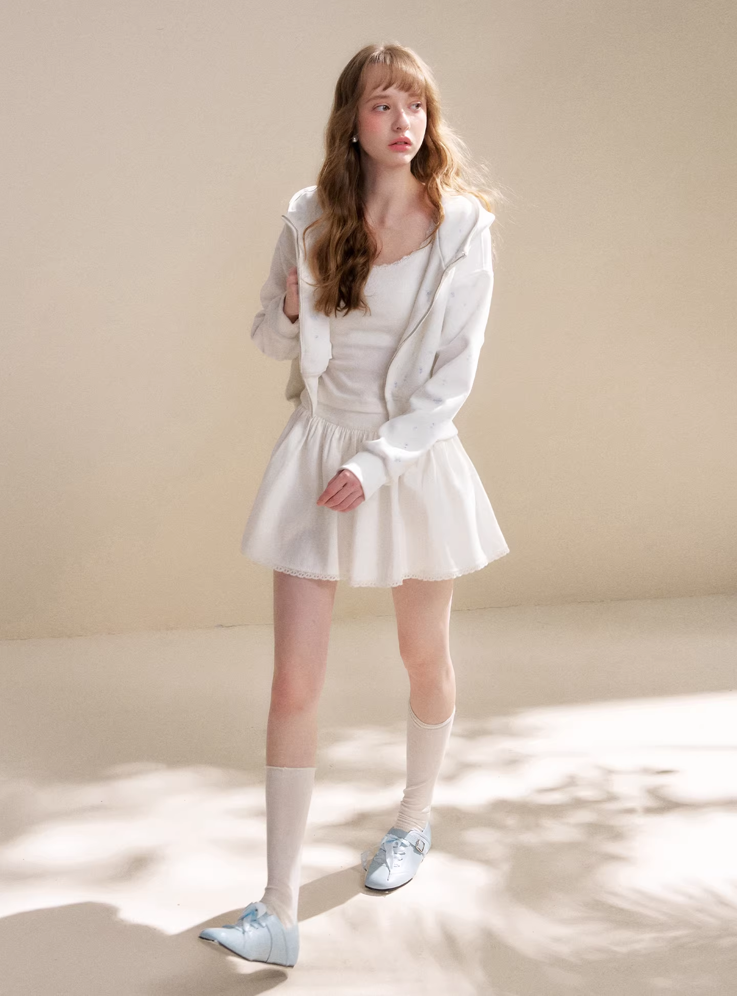 Kroche KZY4062&KZY4063 Rose print zipper hoodie + pants