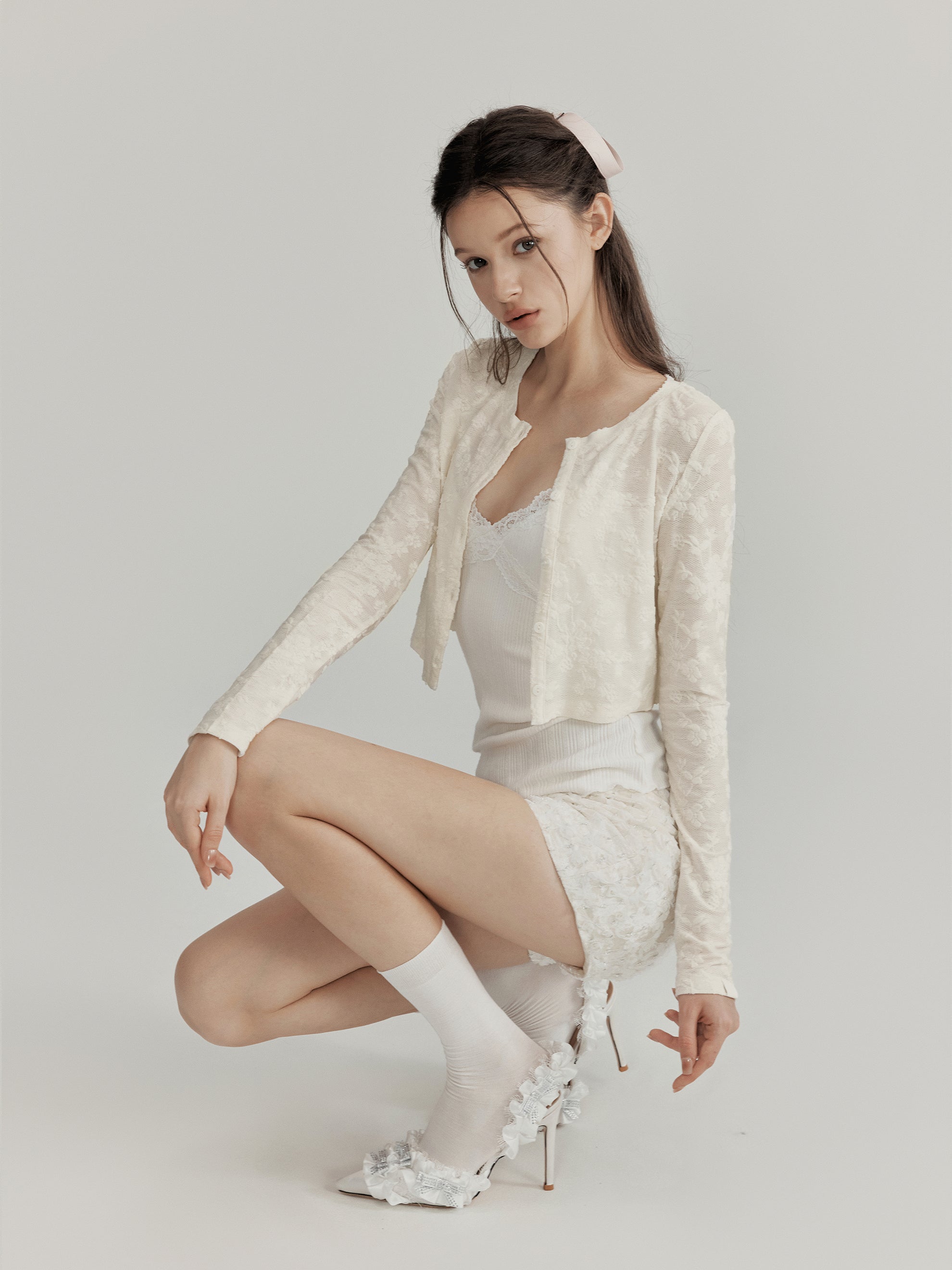 NOMEANSNO N131 Lace jacquard cardigan