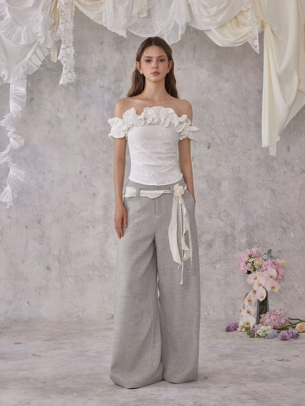 NOMEANSNO N188 White off-shoulder top