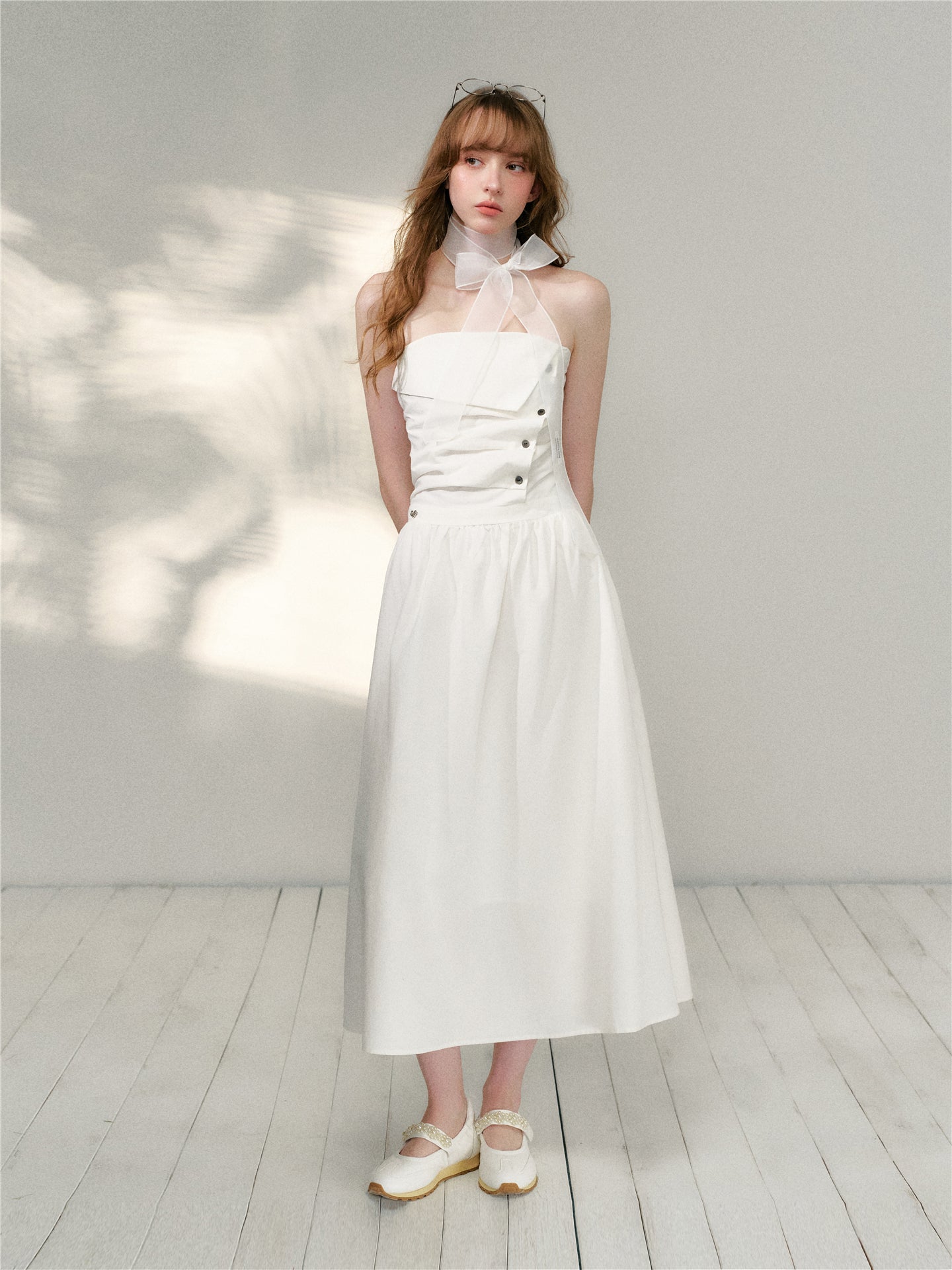 16DEWS 16D26128 Pleated strapless A-line dress