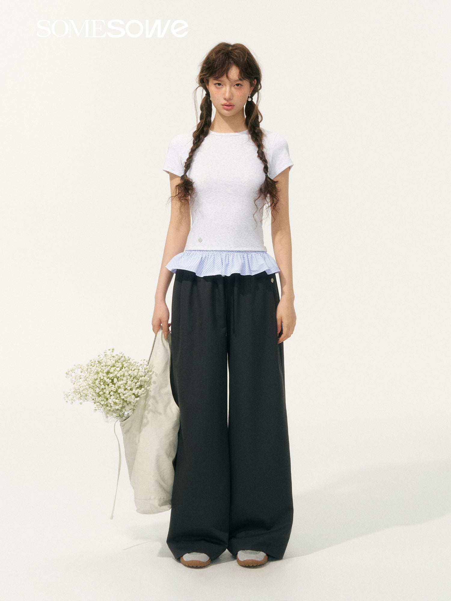 SOMESOWE S2508062 Lace up drape pants
