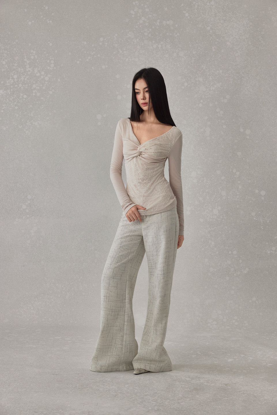 NONCESTNON N251 Lace knot long sleeved top
