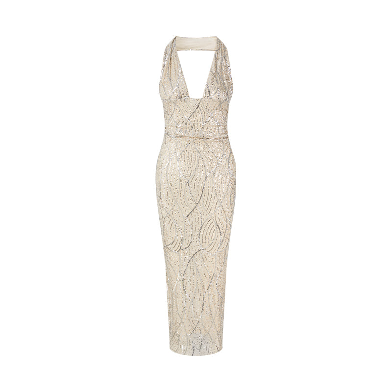 FIND YA WINGS Shining deep V elastic dress