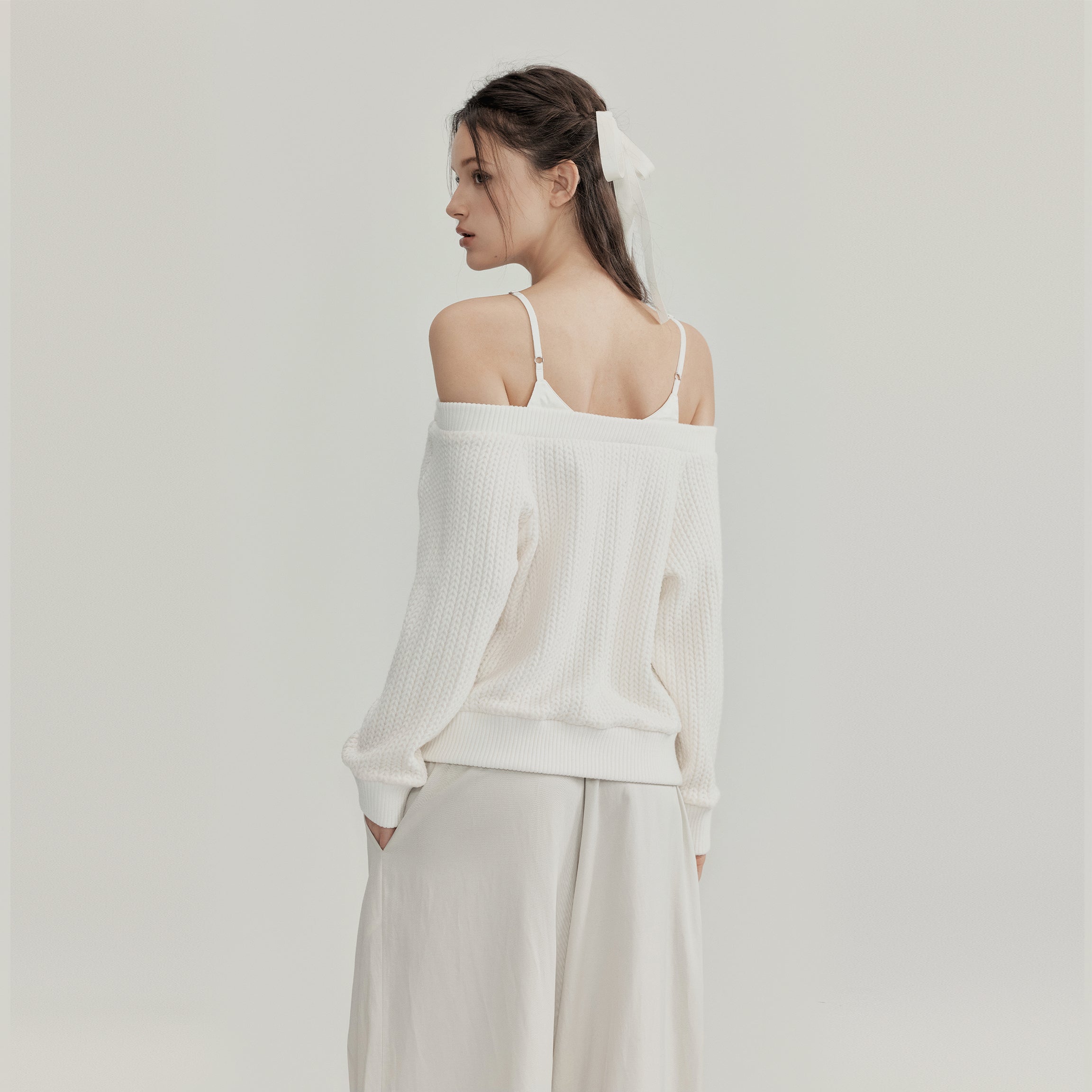 NOMEANSNO N137 Fake two piece knit top