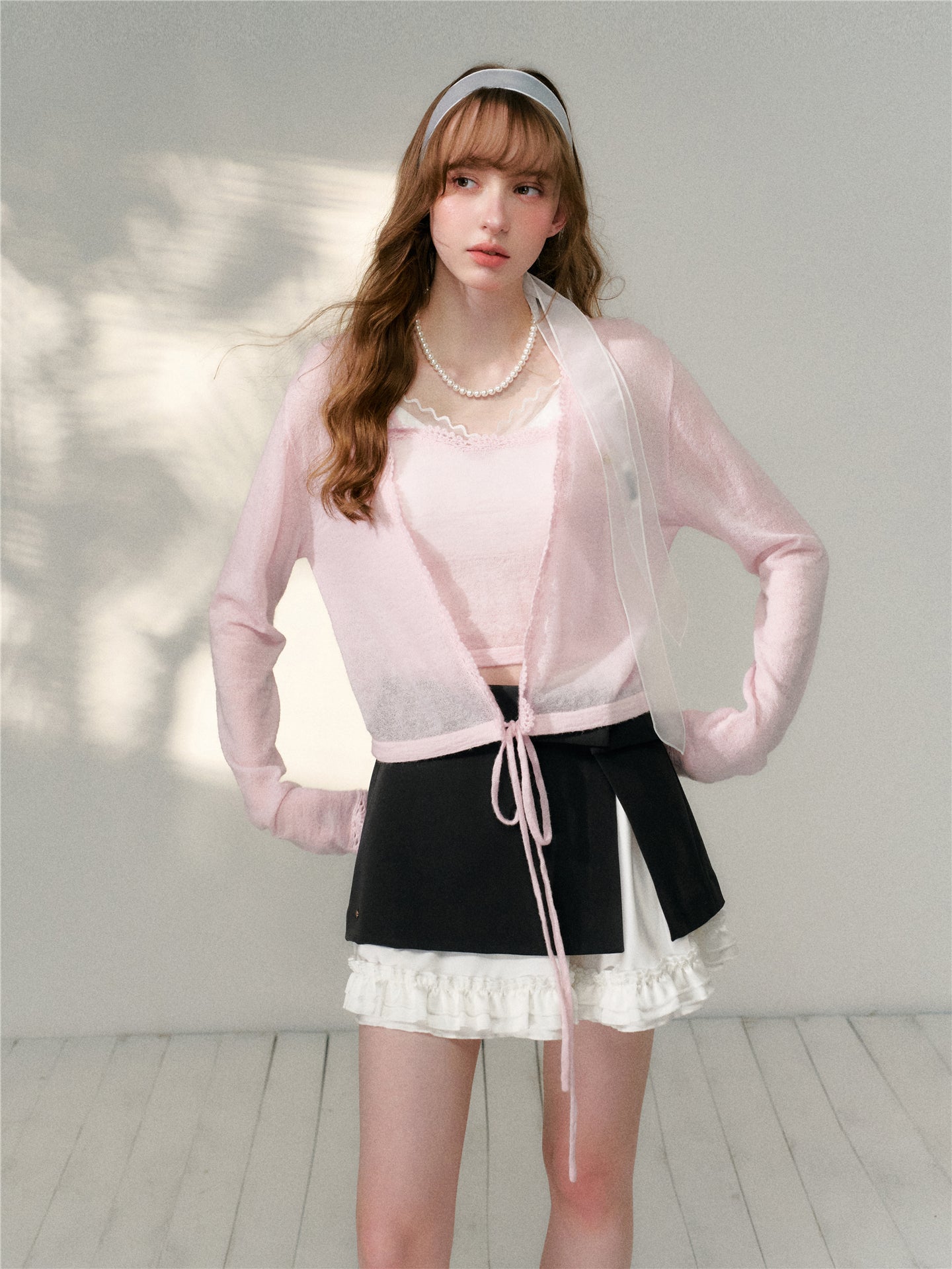 16DEWS 16D26088&16D26089 Woolen crochet knitted cardigan sling two-piece set + skirt