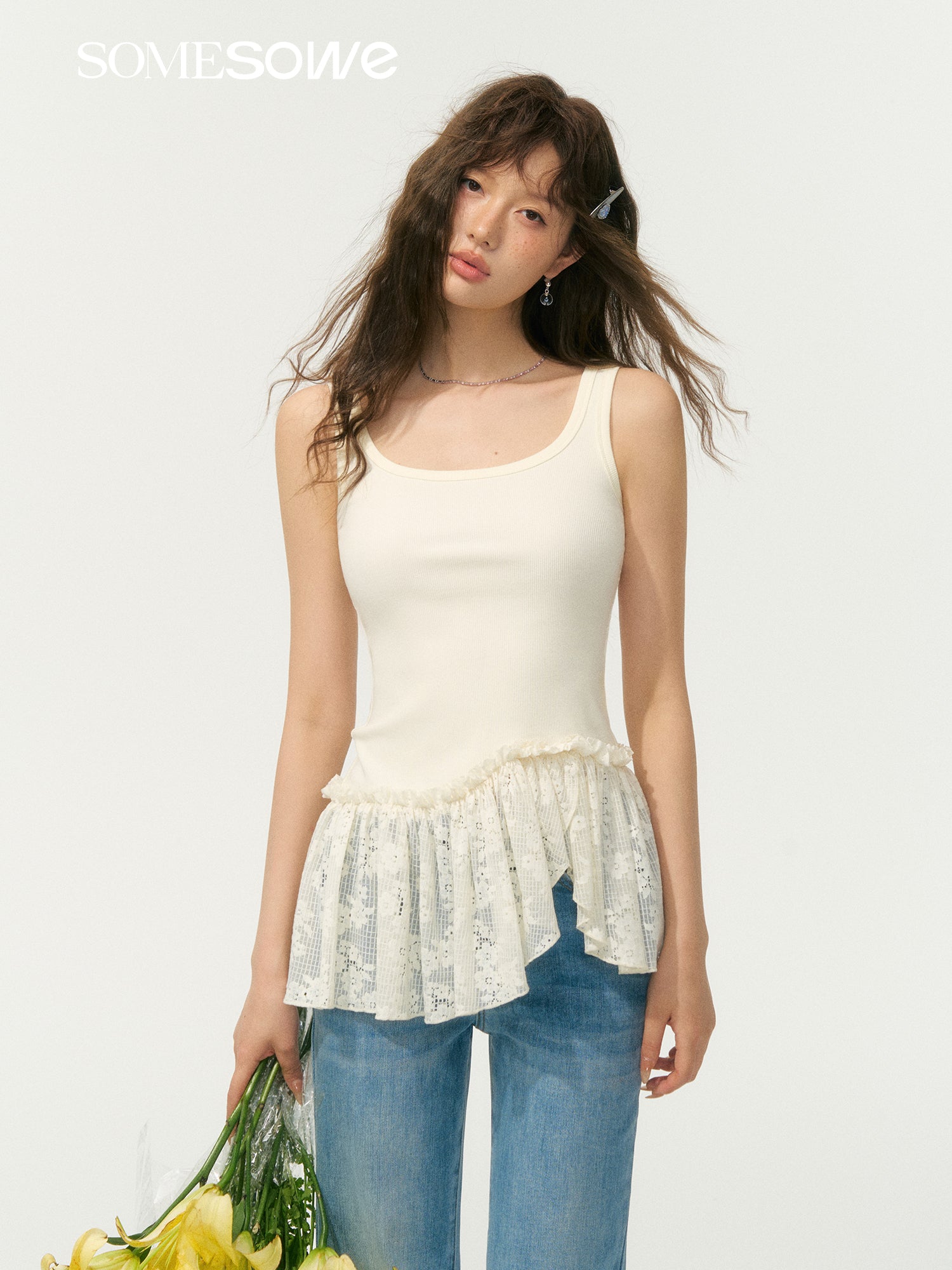 SOMESOWE S2508056 Irregular splicing short vest