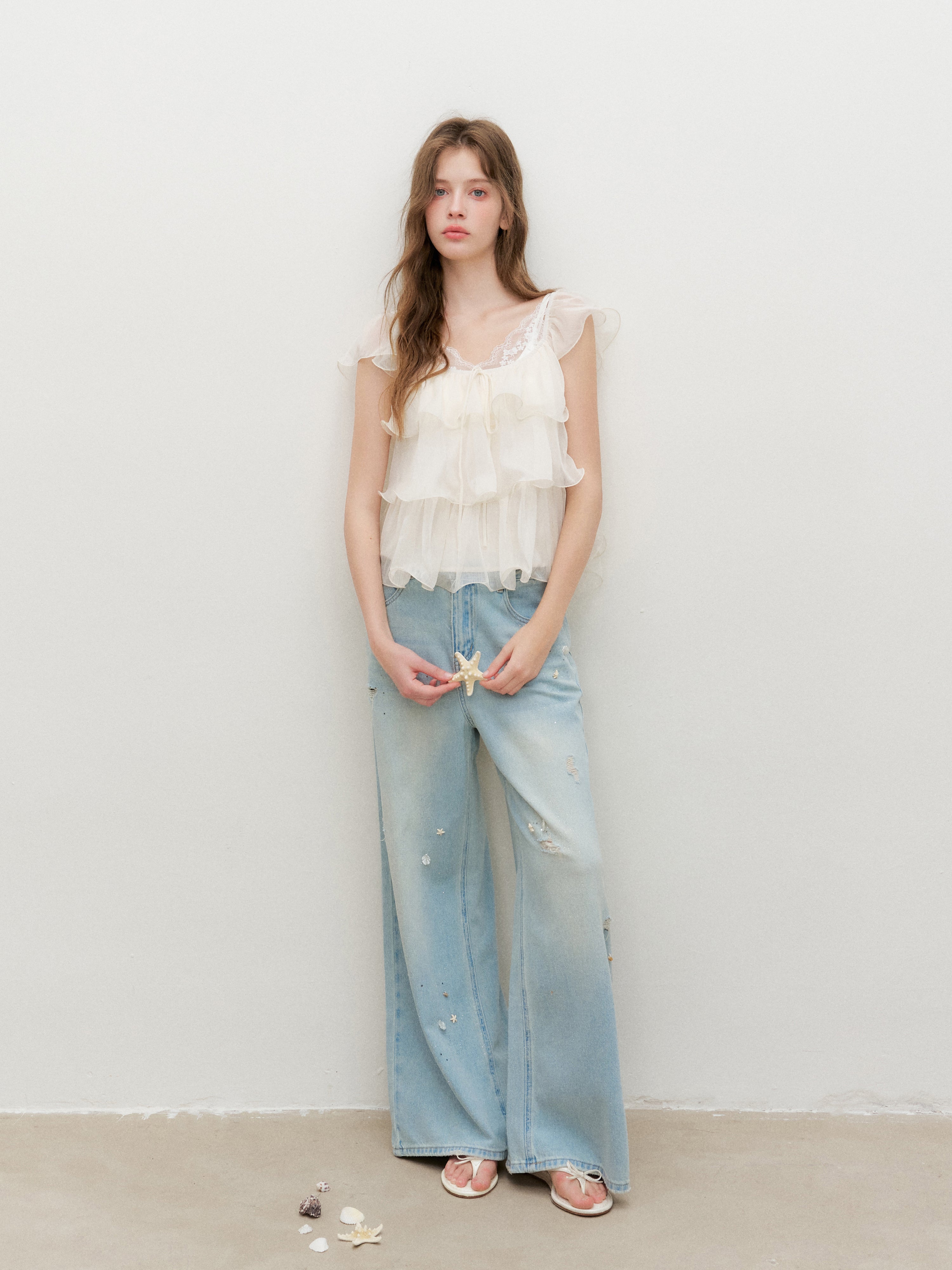 16DEWS 16D26366 Tiered Ruffle Camisole Top
