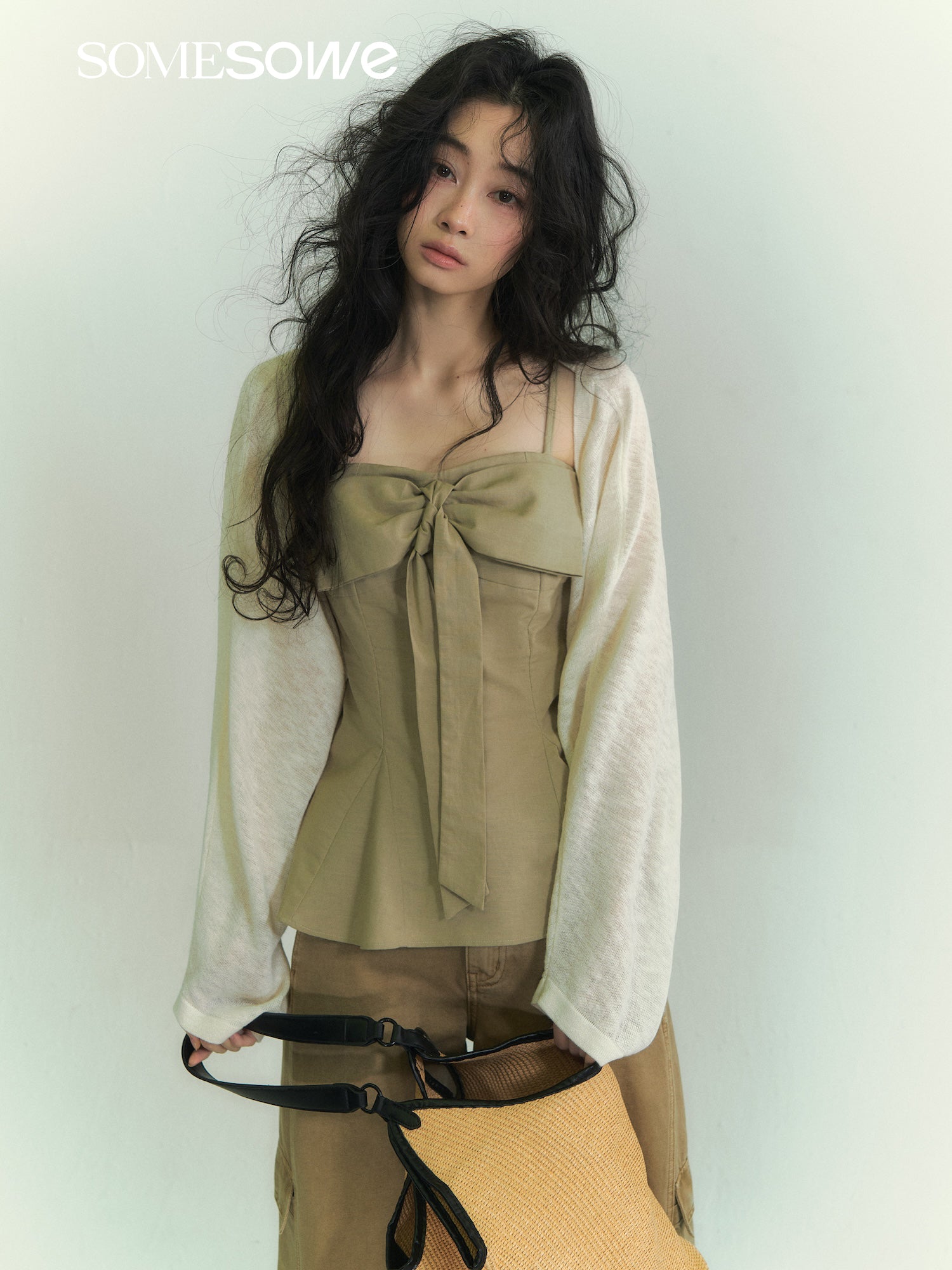 SOMESOWE S2609080&S2609078 Batwing sleeve Cooling sensation cardigan + camisole