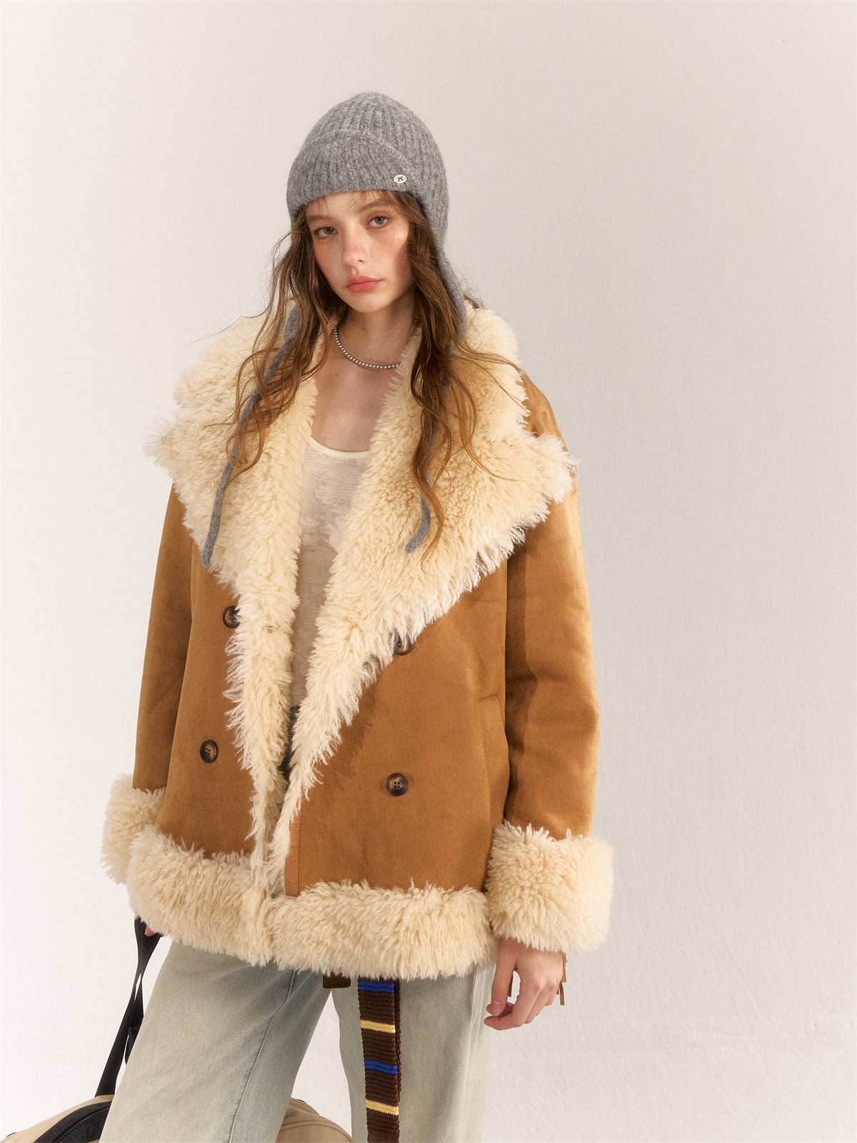 AsGony ASG24530 Suede & Fur Coat(2color)