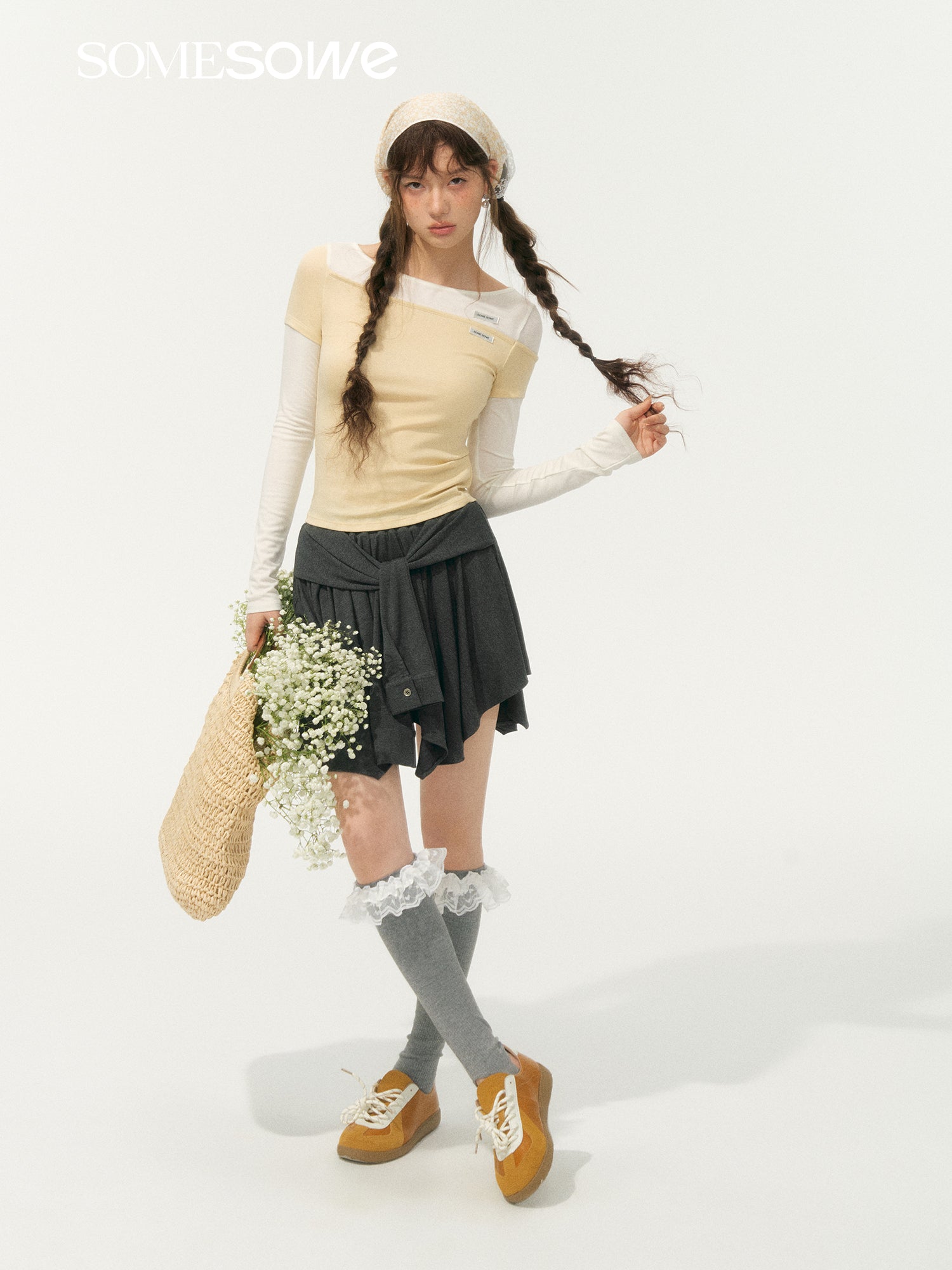 SOMESOWE S2508054 Irregular lace up skirt