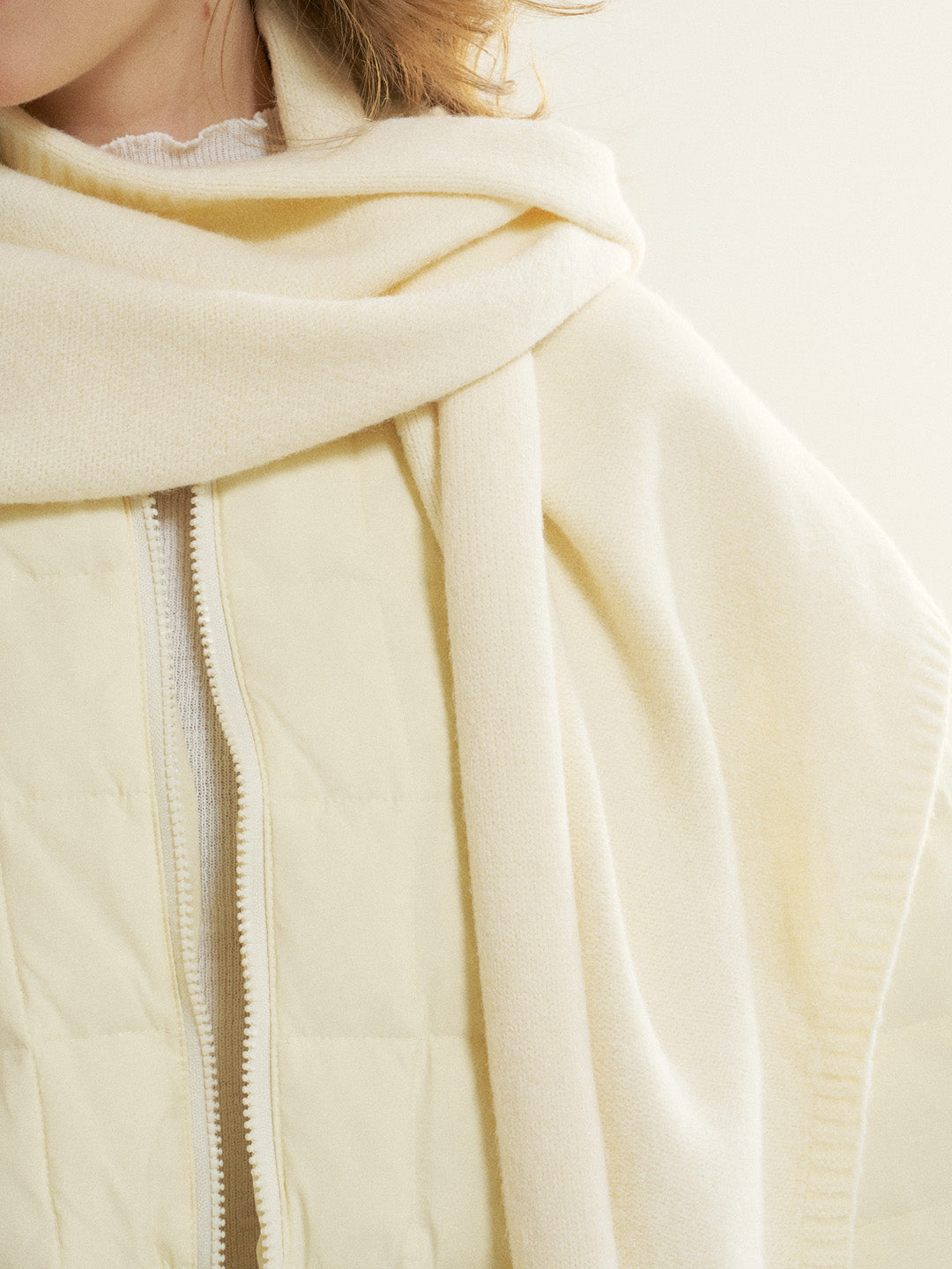 16DEWS 16D25533 White duck down mid length checkered down jacket