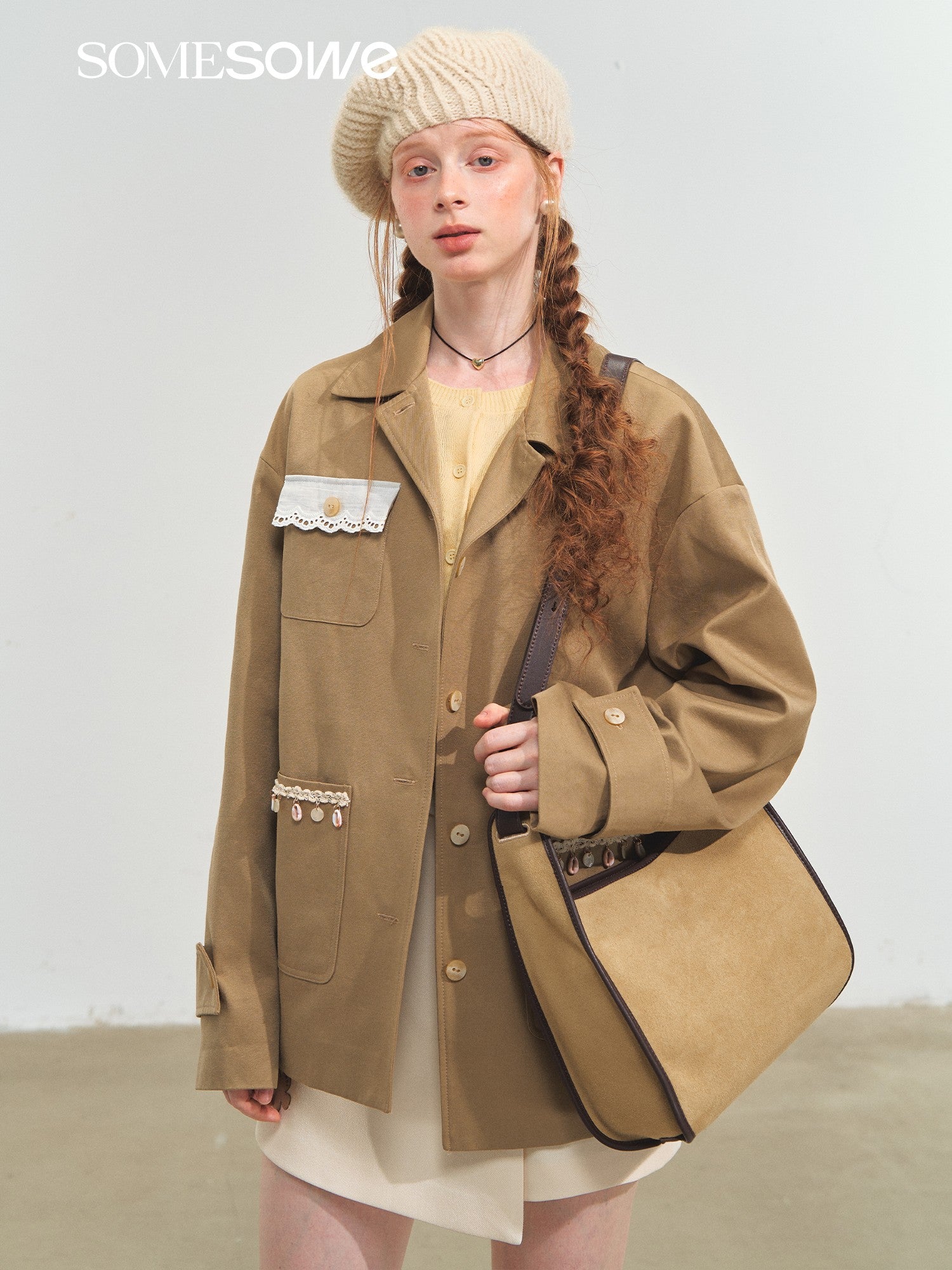 SOMESOWE S2508206 Tassel off shoulder silhouette jacket