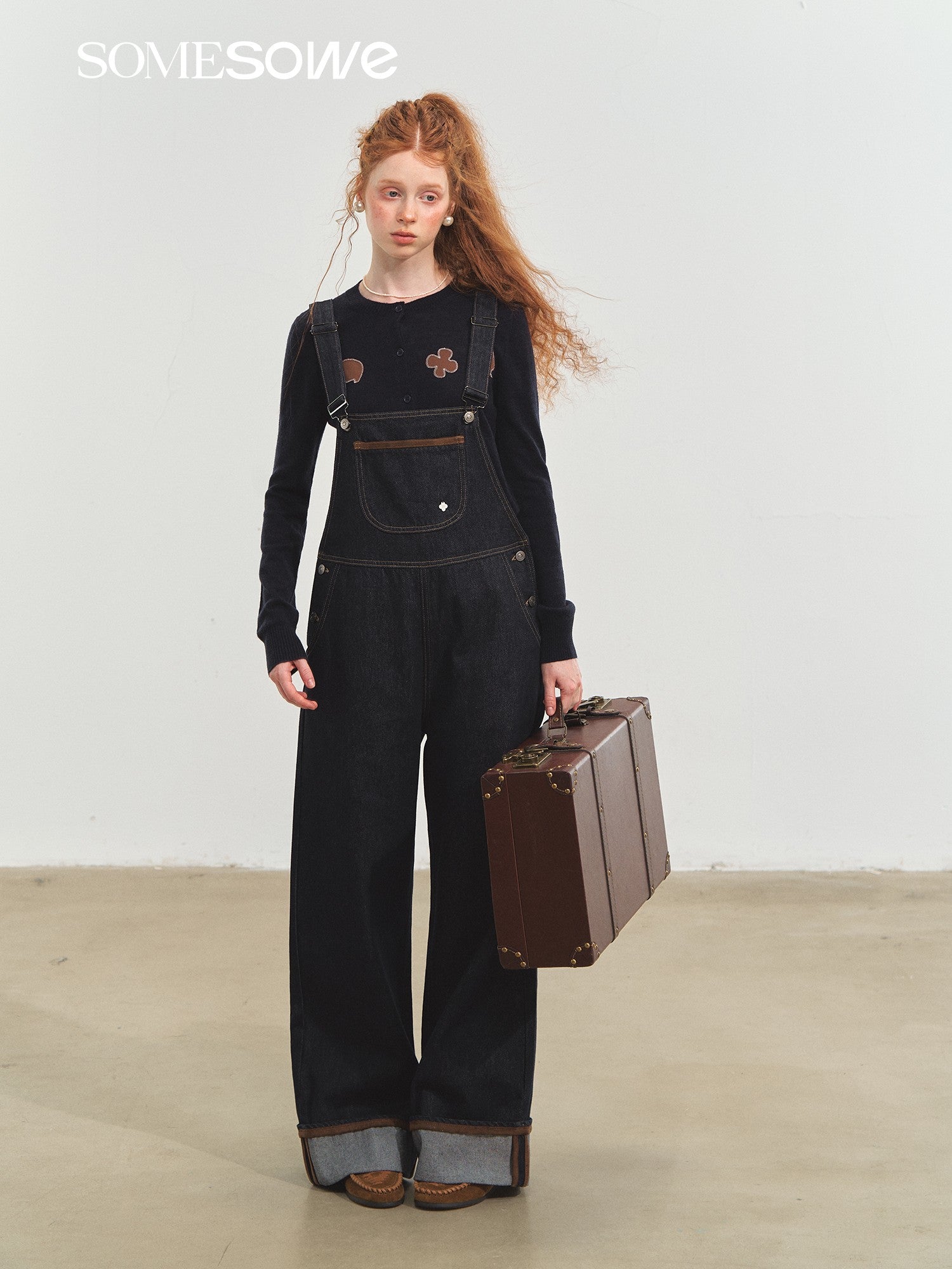 SOMESOWE S2508209 Original color denim flared overalls