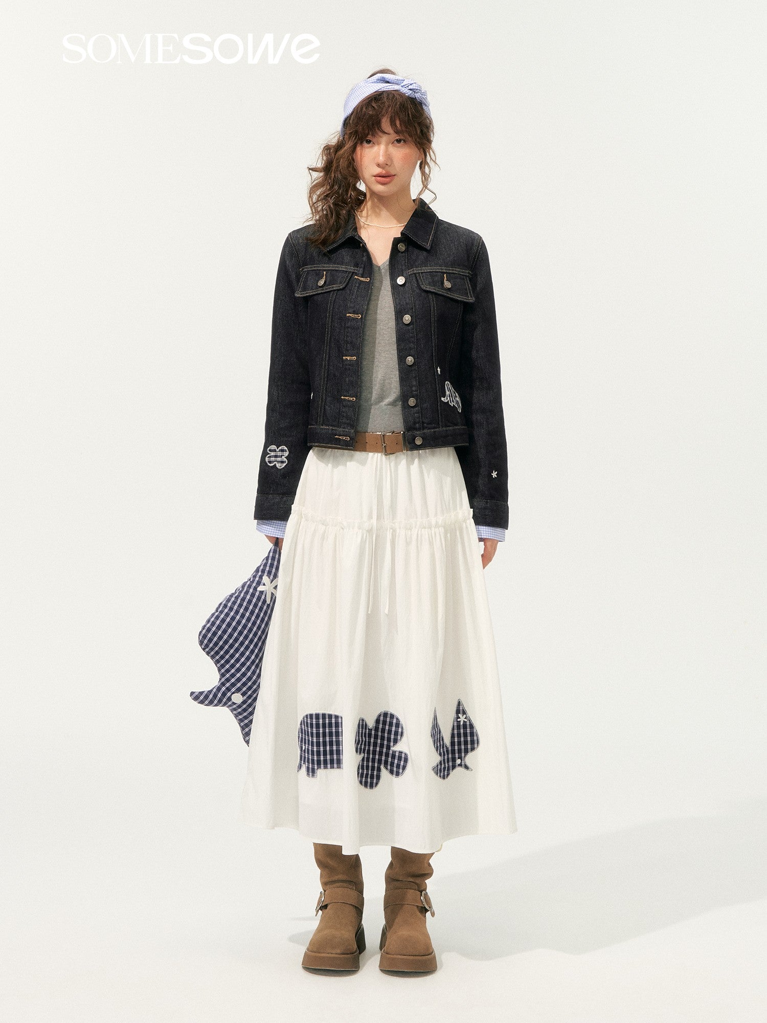 SOMESOWE S2508202 Childish plaid patterned long skirt