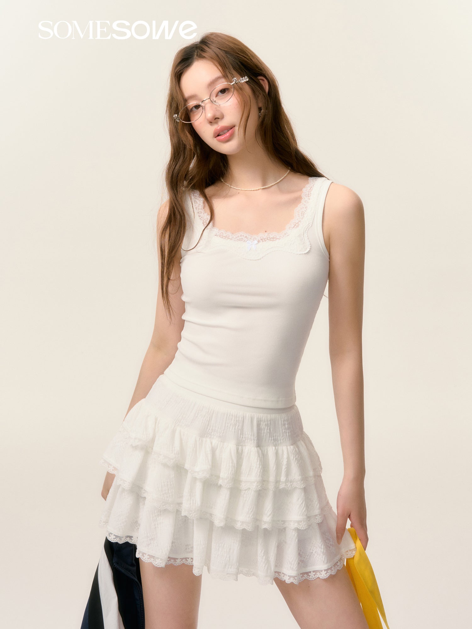 SOMESOWE S2508021 Lace lace fluffy skirt(2color)