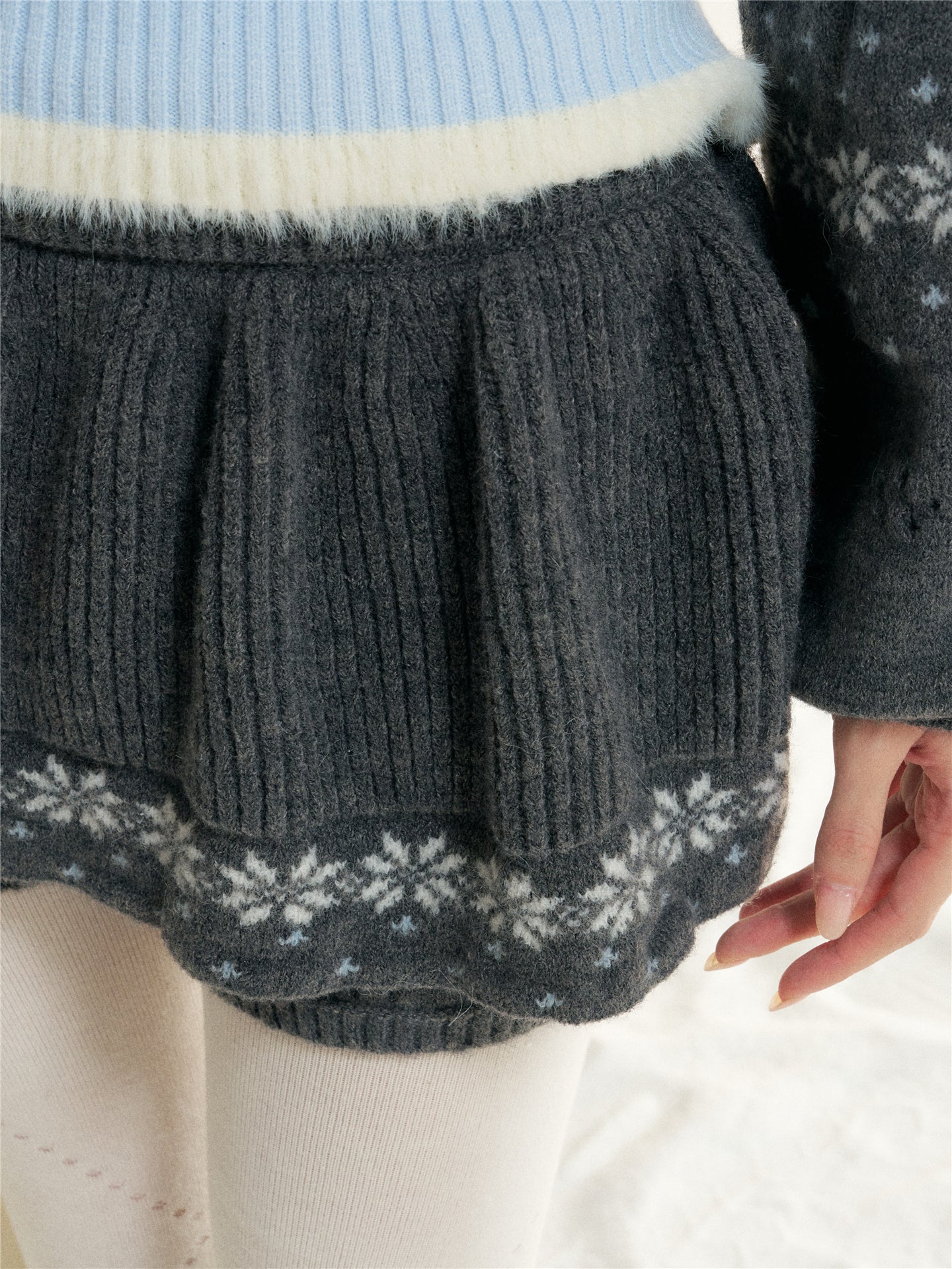 16DEWS 16D25545&16D25546&16D25547 Fel Island Jacquard Knitted Round Neck Hooded Sweater Set