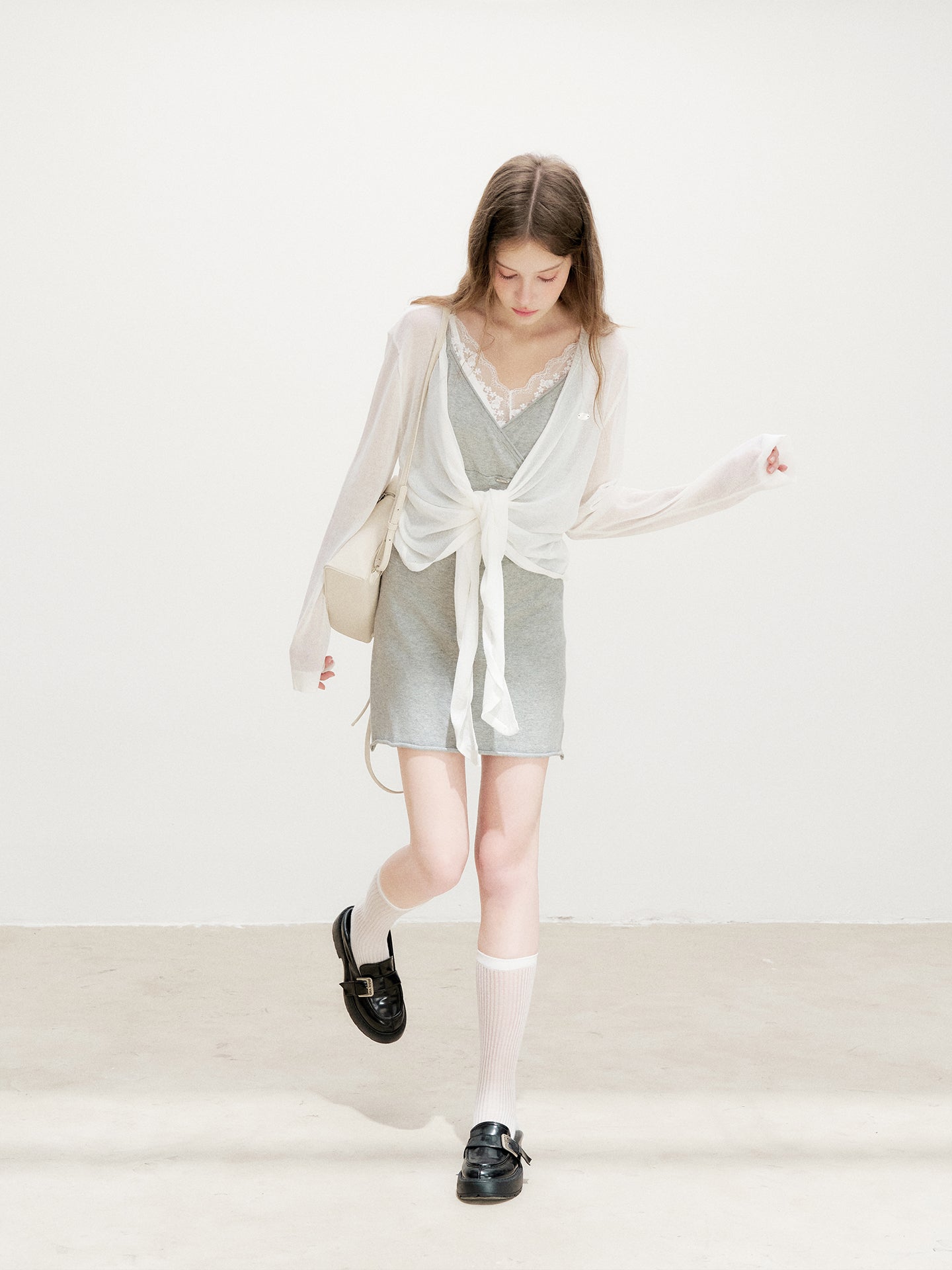 16DEWS 16D26341 Lightweight Layering Sheer Knit Cardigan