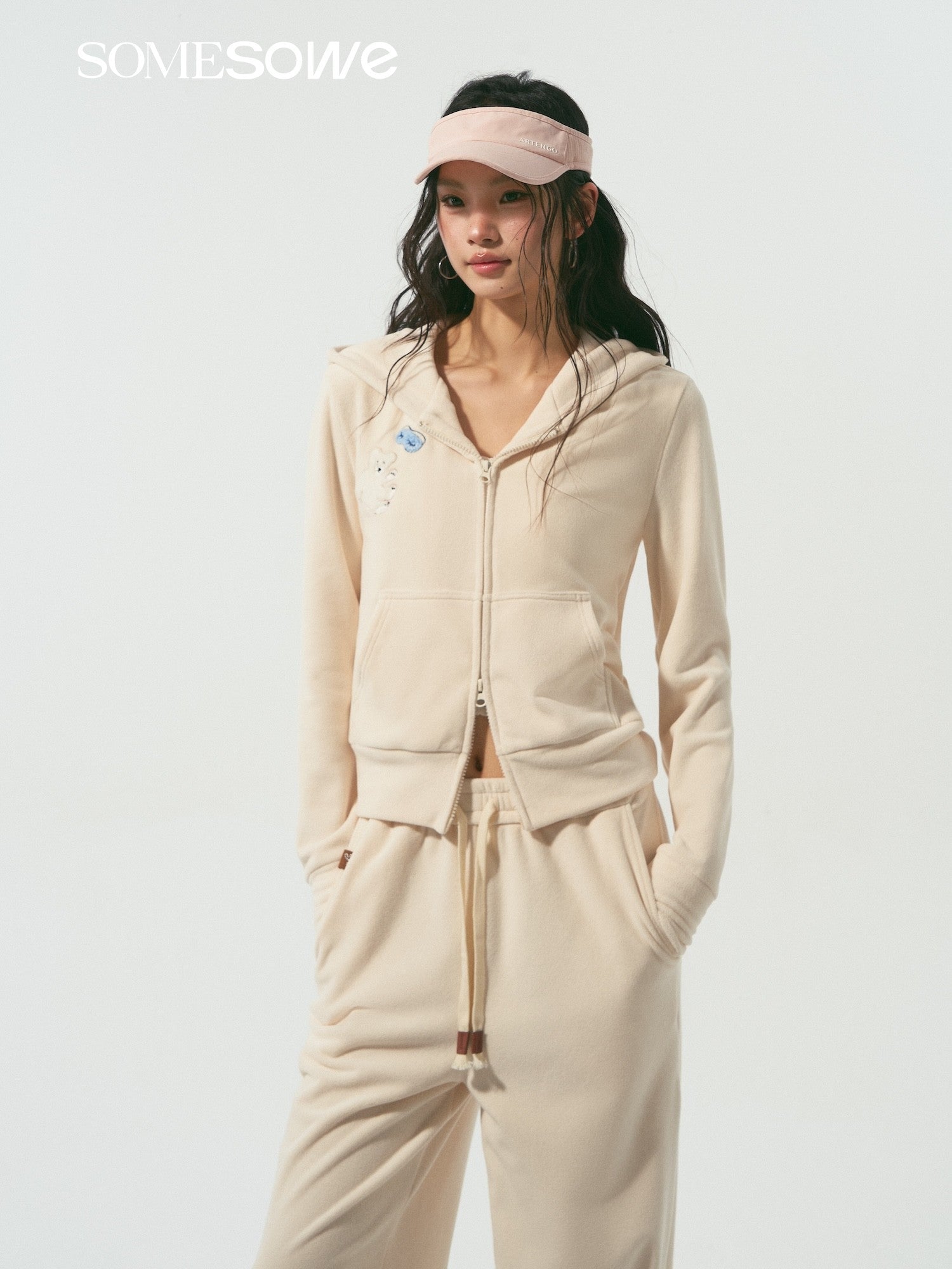 SOMESOWE S2509001&S2509002 Goodnight teddy bear embroidered hooded sweatshirt+sweatpants