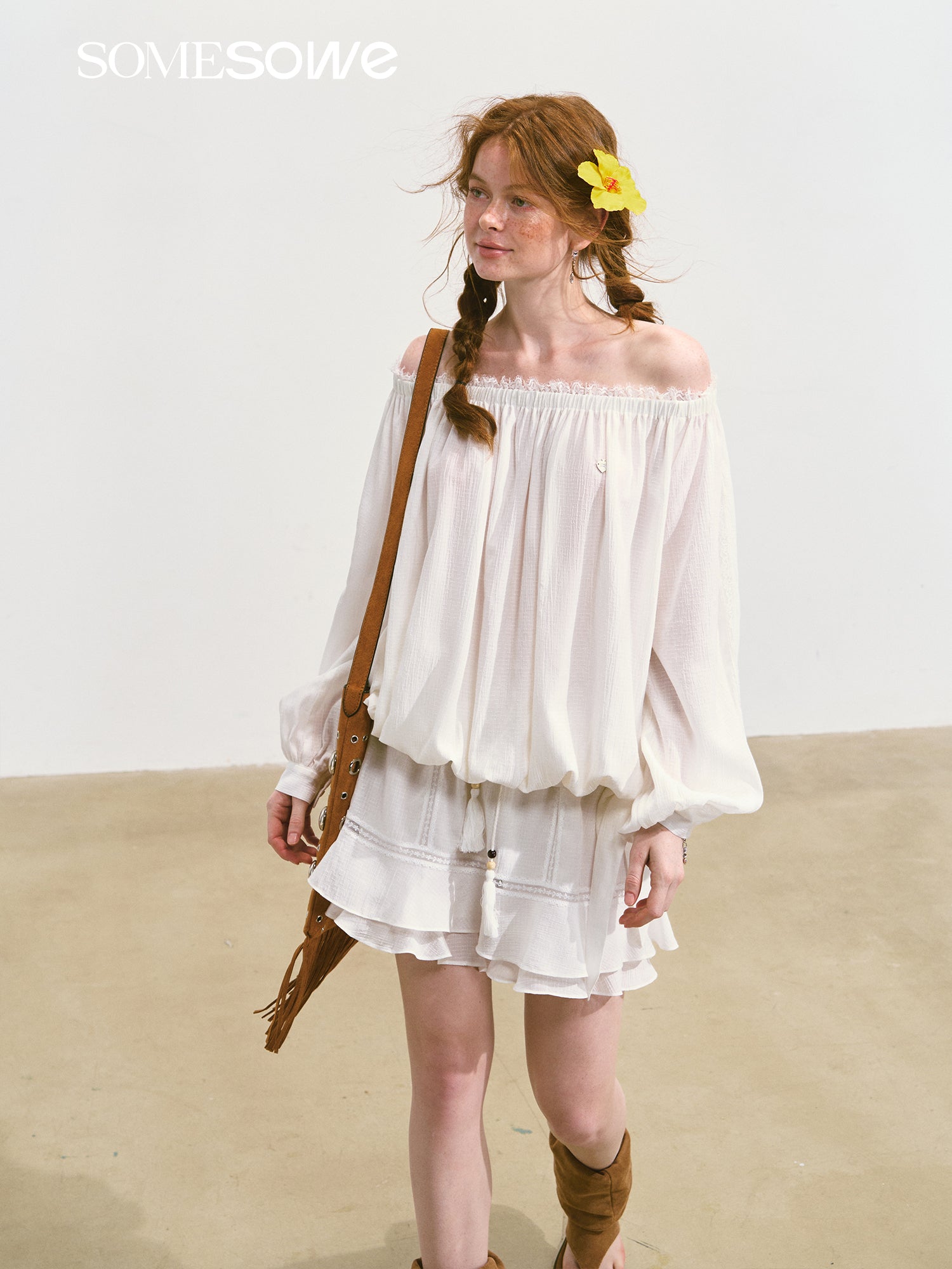 SOMESOWE S2508082&S2508097 Lace patchwork top + skort set (seperate)