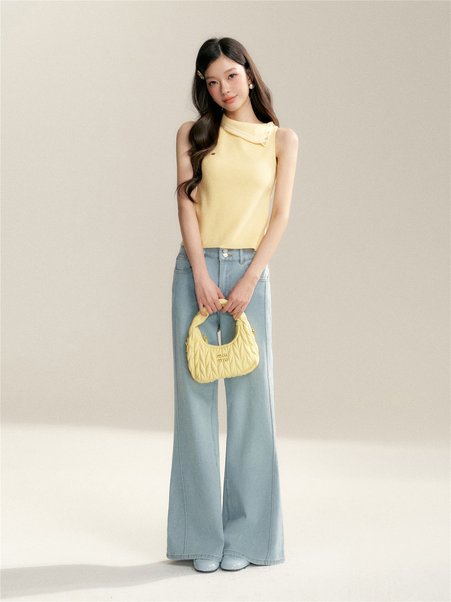 16DEWS 16D246039 Color blocking woolen sleeveless vest