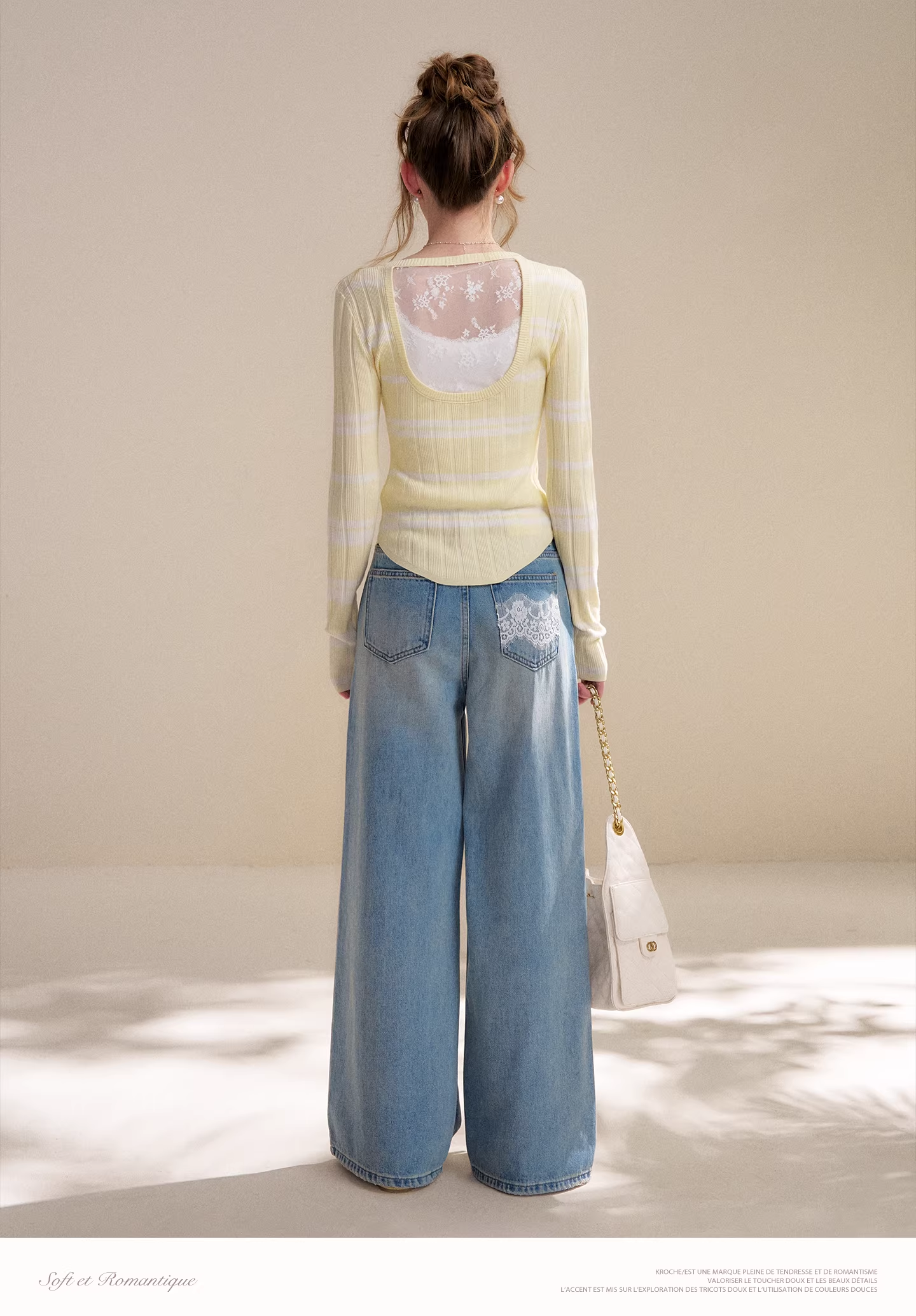 Kroche KP8076 Hollow lace patchwork top