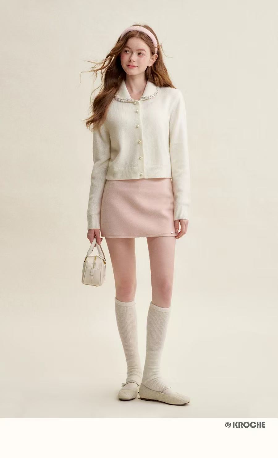 Kroche Wool blend peach pink skirt