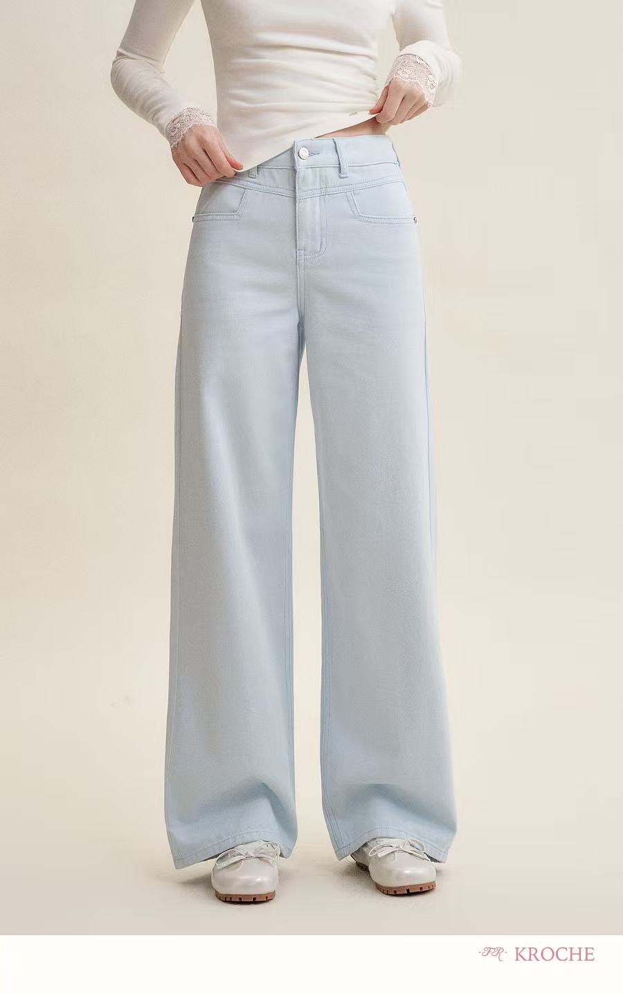 Kroche Straight wide-leg jeans (3color)