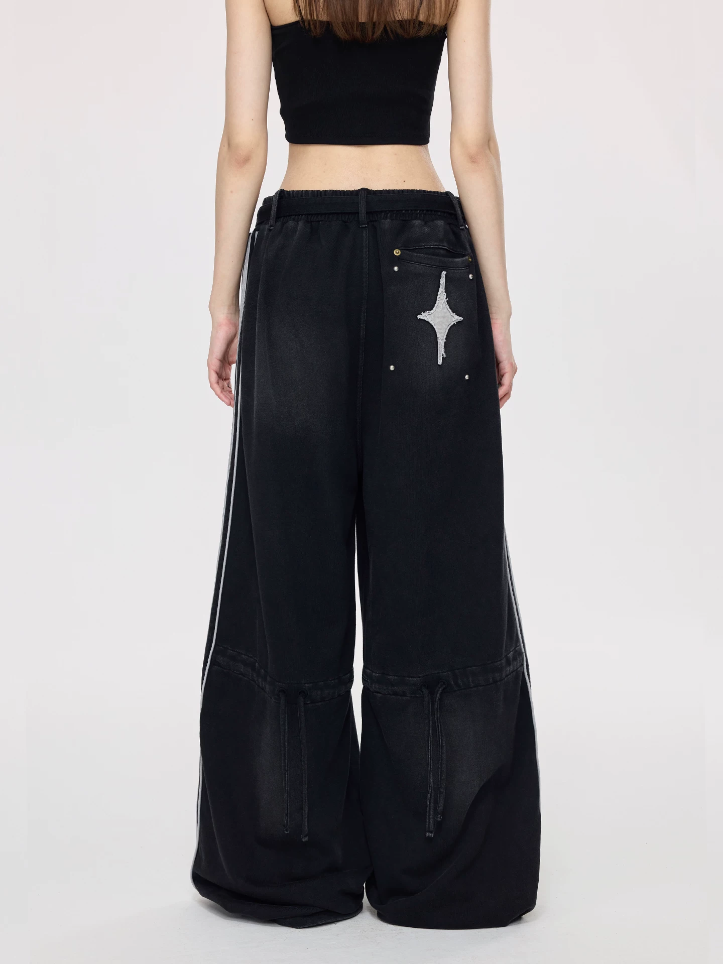 Nova Street Black Patch Pocket Wide Leg Pants