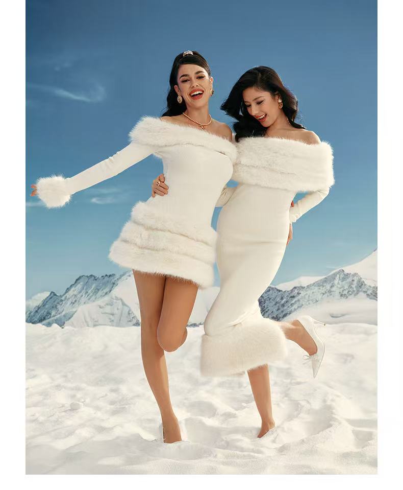 Nana Jacqueline Mila Fur Dress