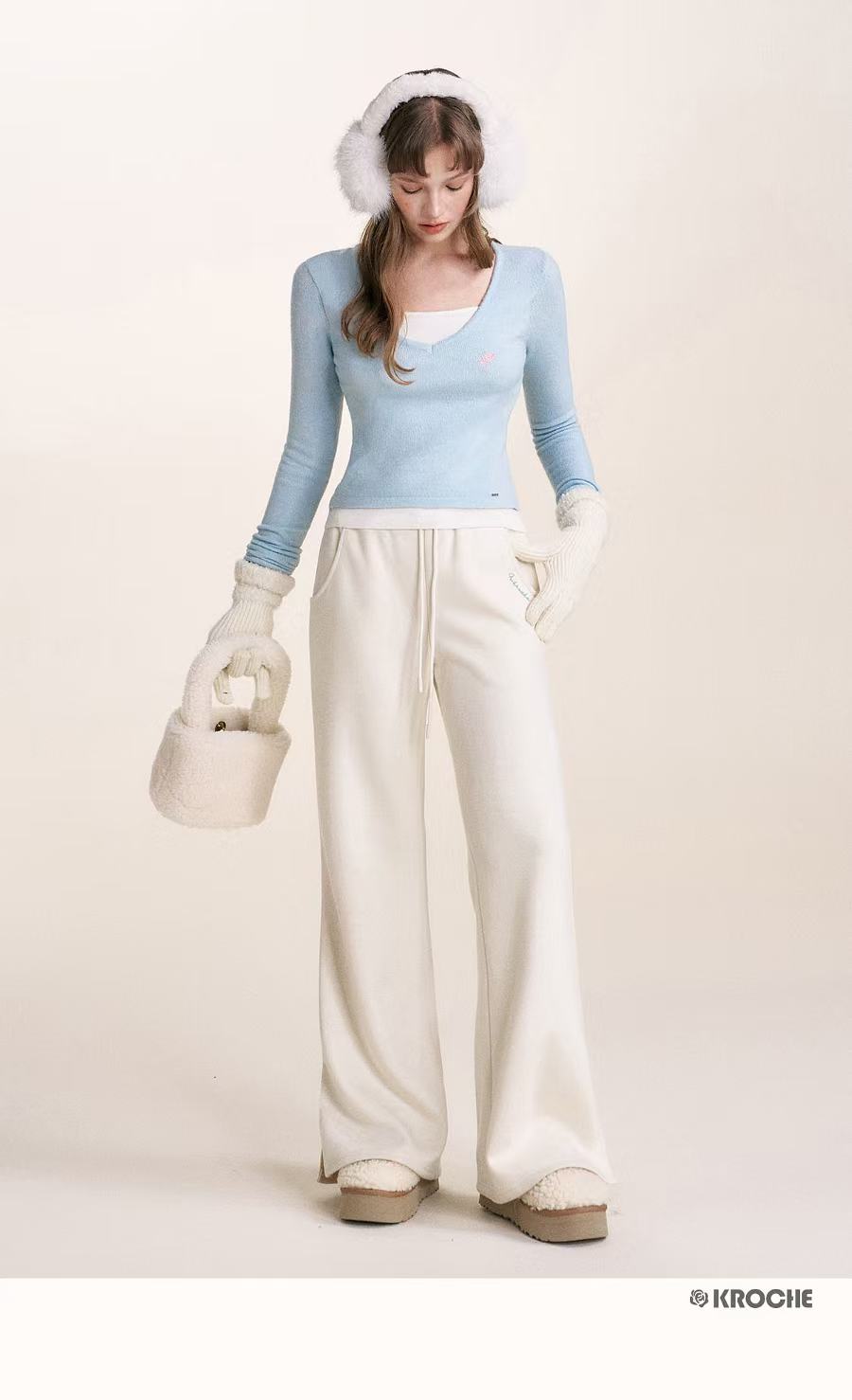 Kroche Rose embroidered knitted top (2color)