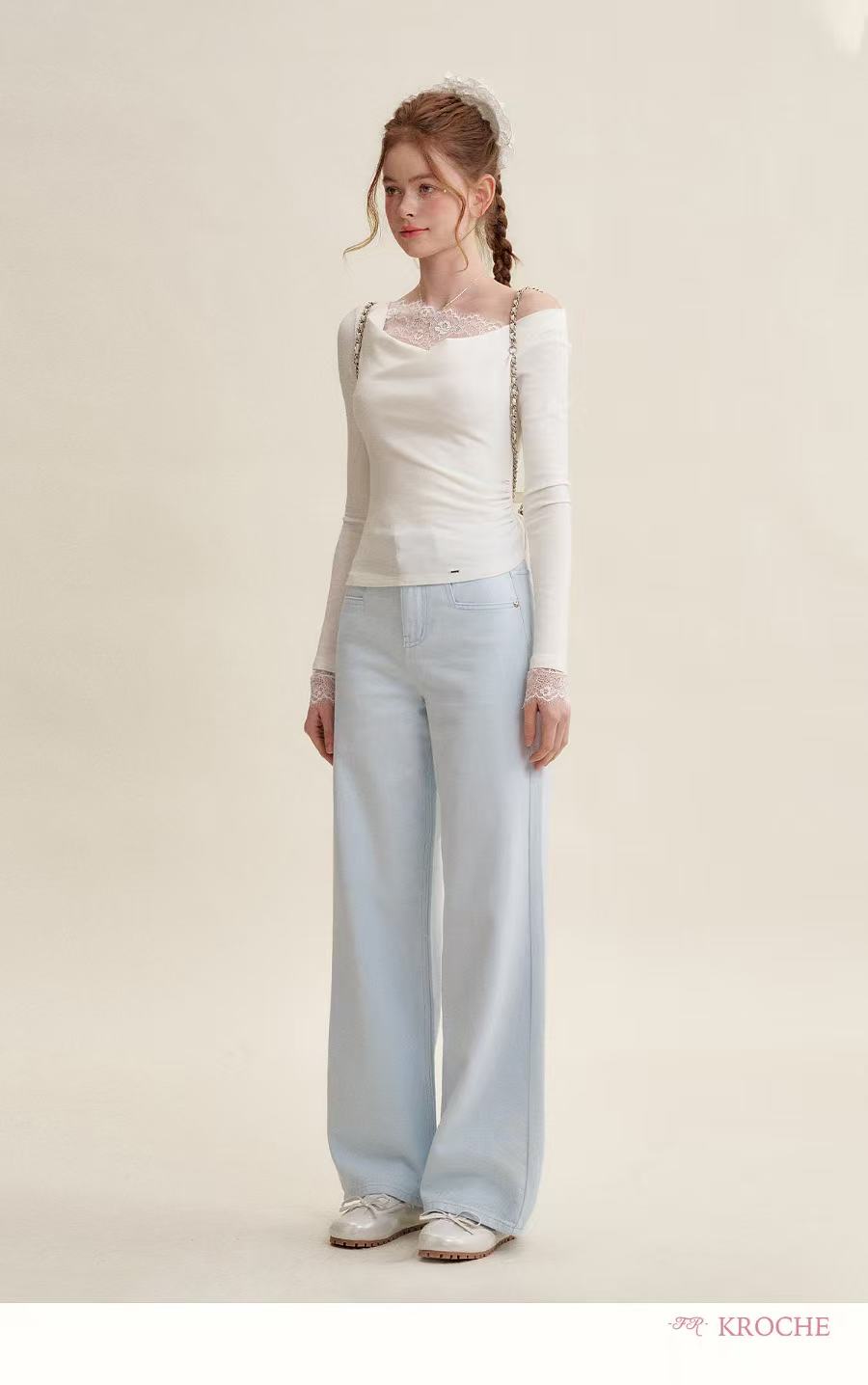 Kroche Straight wide-leg jeans (3color)
