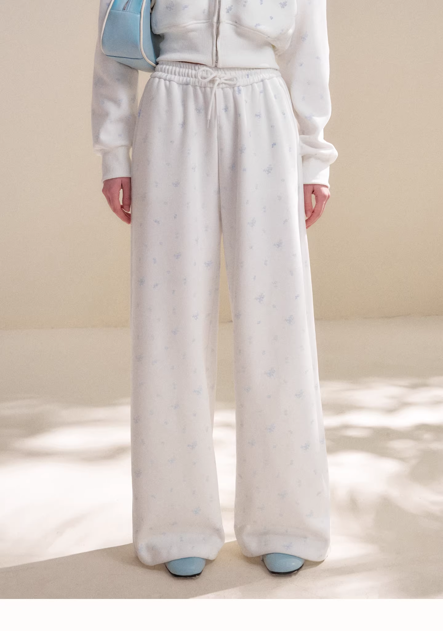 Kroche KZY4062&KZY4063 Rose print zipper hoodie + pants