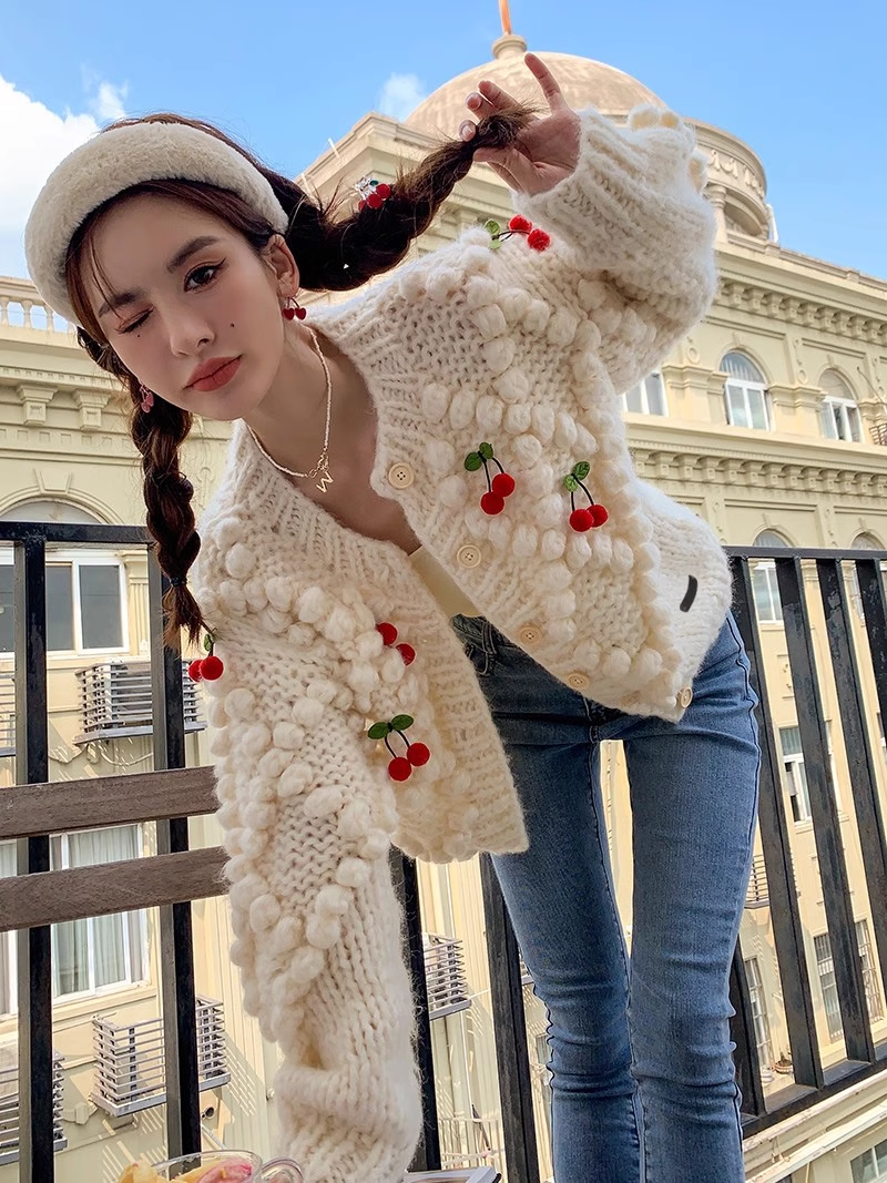 Cloud Season Cherry Knit Cardigan(3color)