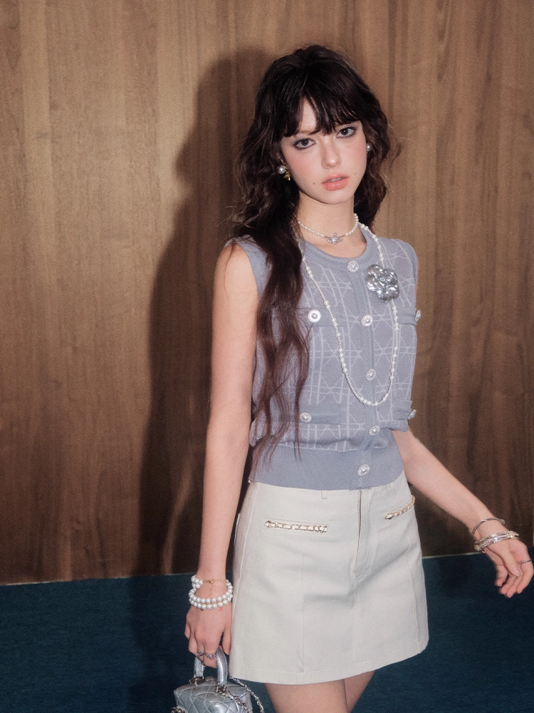 OLIVIA DUO DSY25180 Plaid Knit Vest(2color)