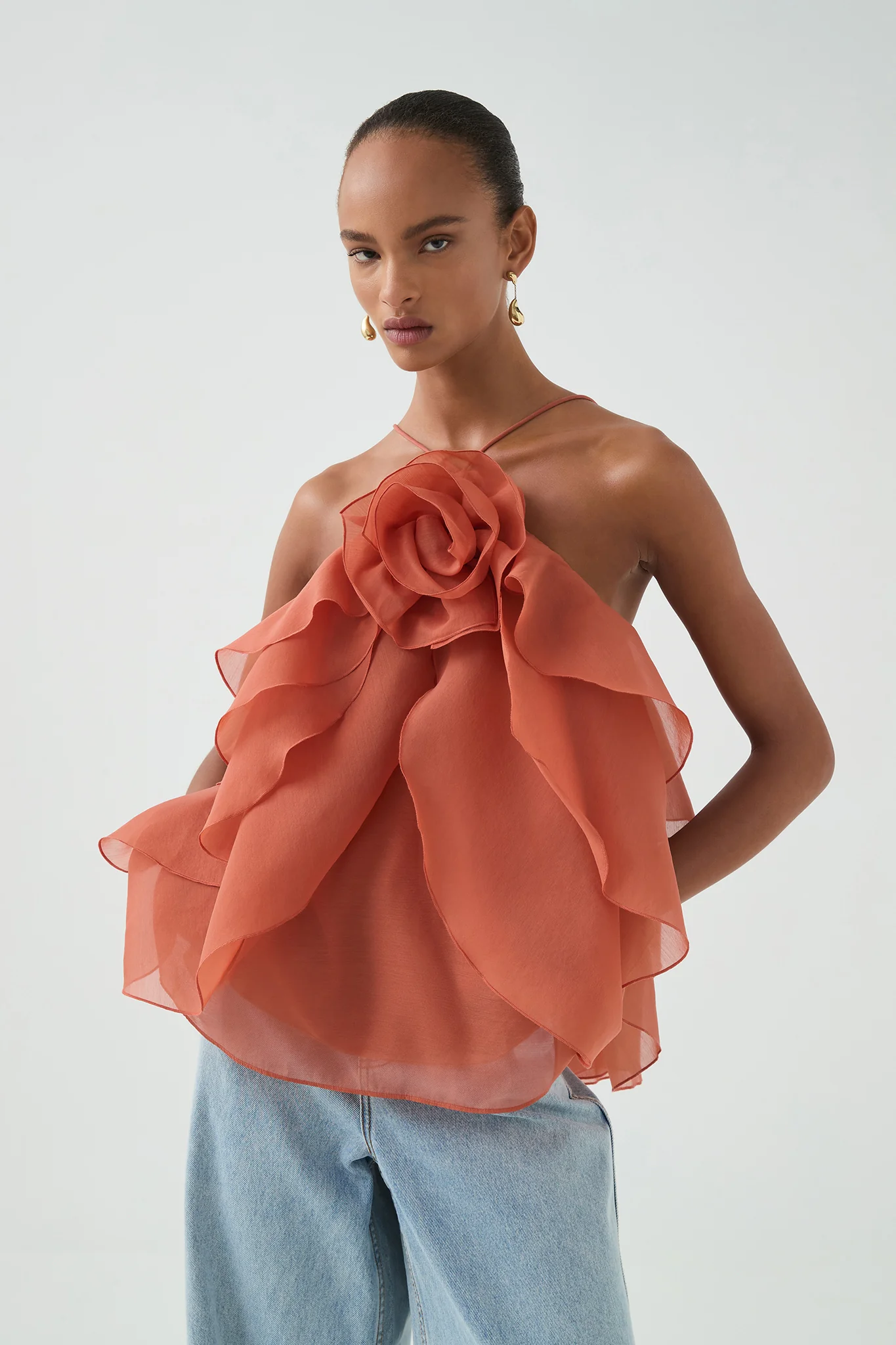 Aje Pandorea Layered Top (Coral clay)