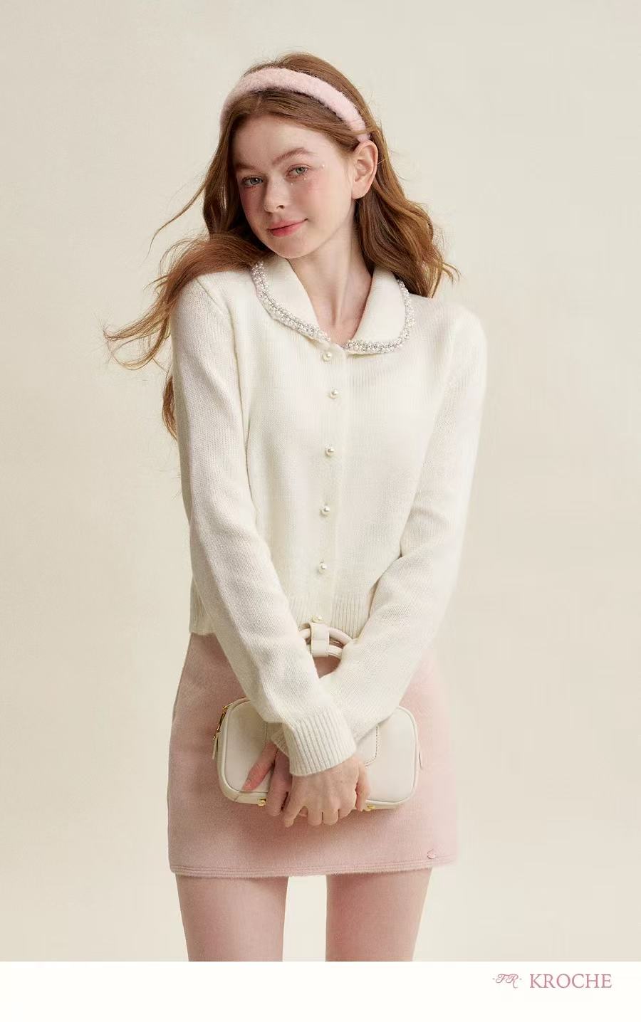 Kroche French pearl button cardigan