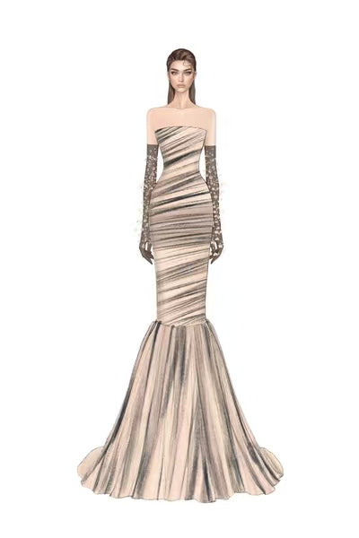 21SIX Hisan Tulle And Silk Dress (4color)