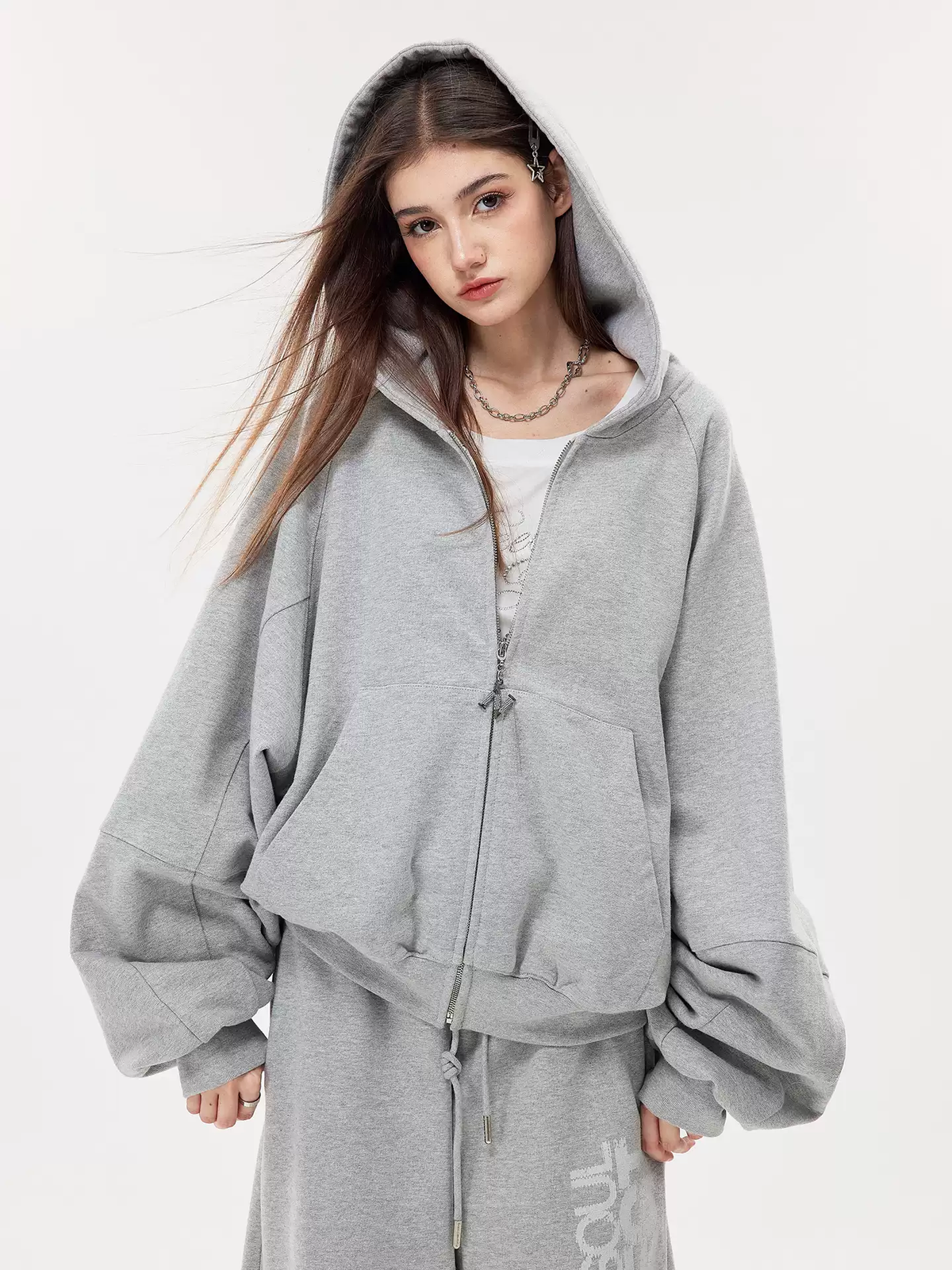 Nova Street Grey Heavy Detail Curved Leg Sweatsuit(SEPERATE)