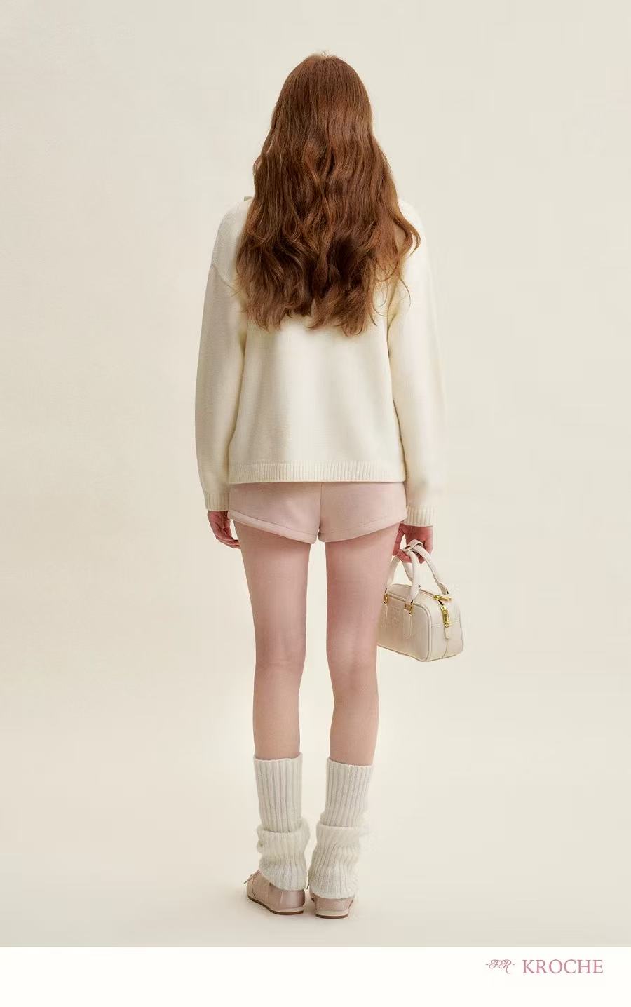 Kroche Bow tie V-neck loose sweater