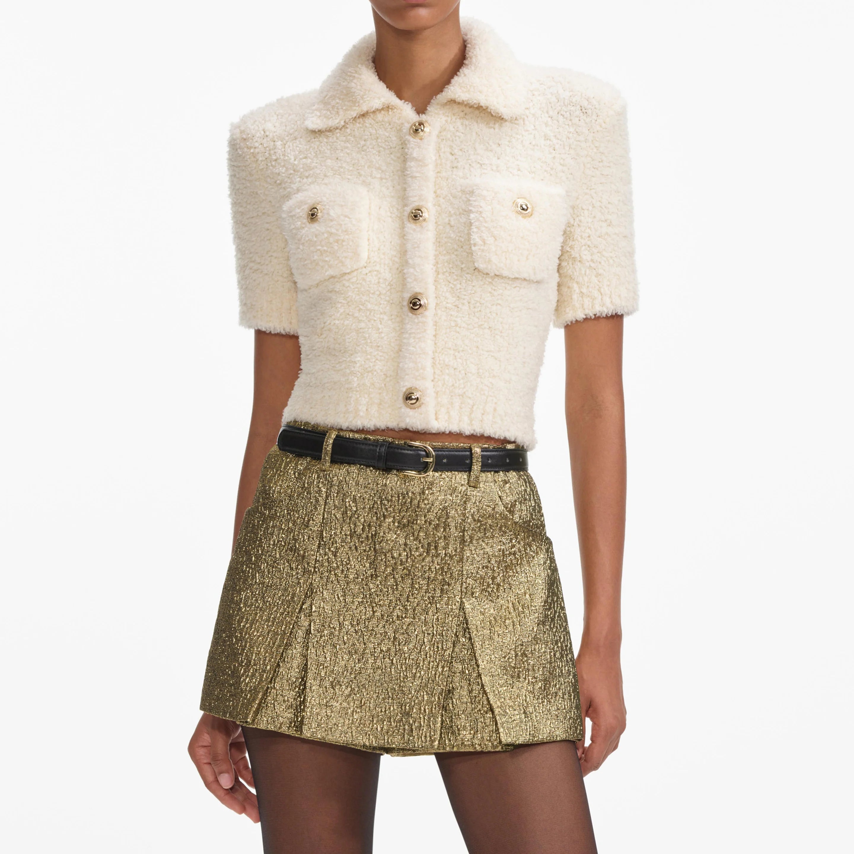 Self-Portrait CREAM FLUFFY KNIT TOP