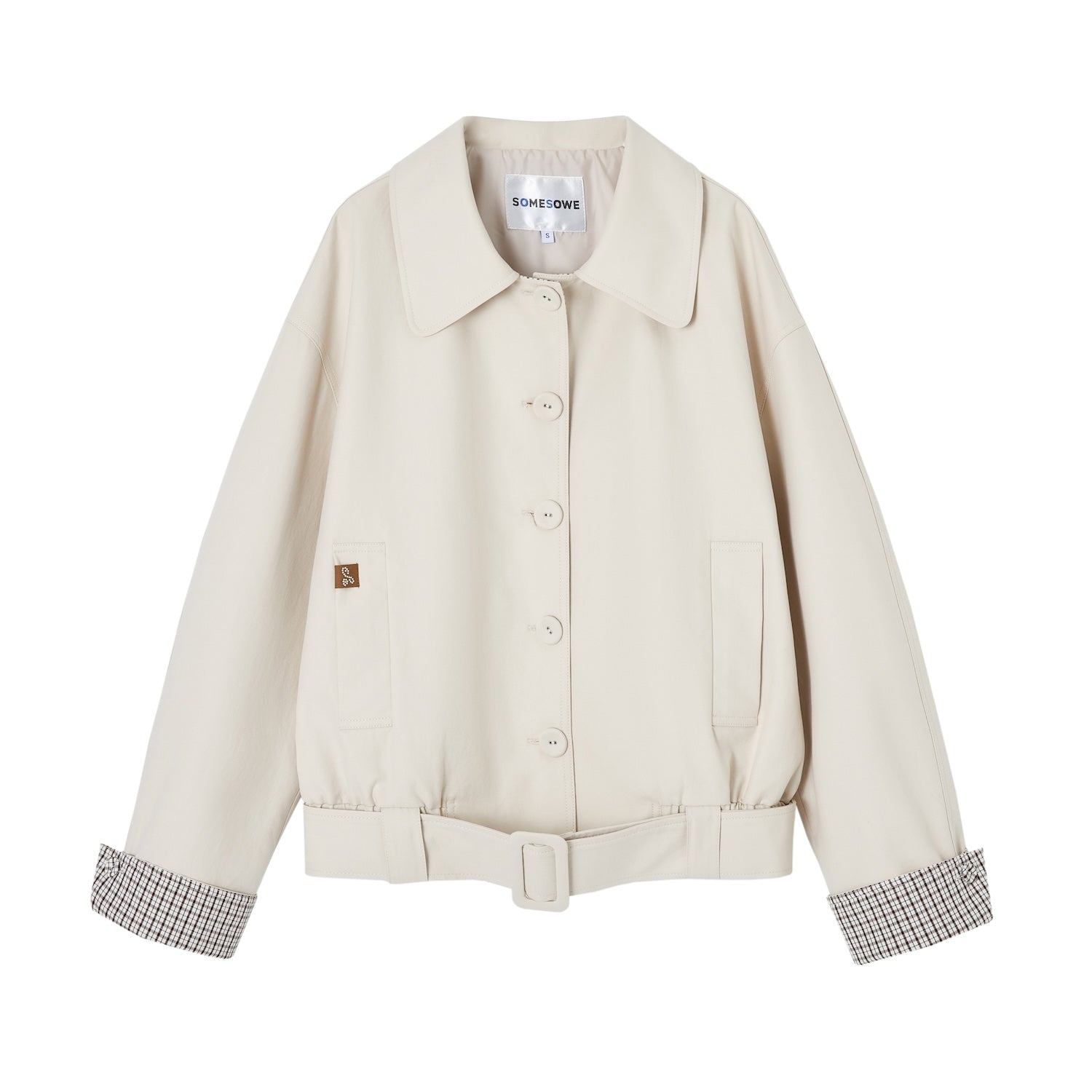 SOMESOWE S2509028 Plaid patchwork lapel breasted jacket