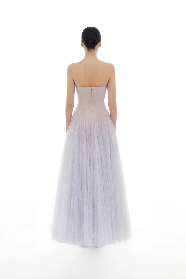 Montsand Draped Lace Maxi Dress-Violet