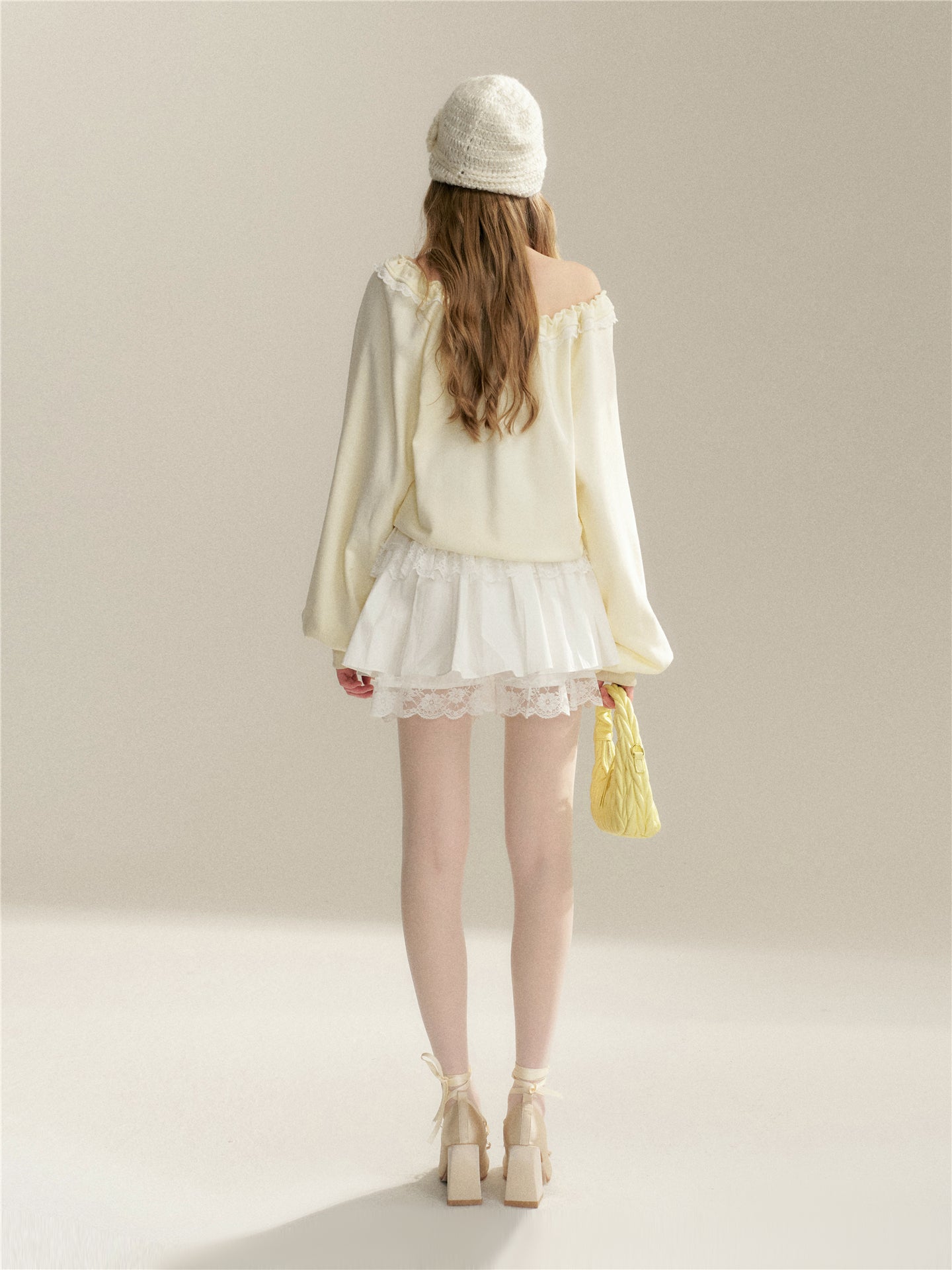 16DEWS 16D26043 Lace patchwork loose hoodie