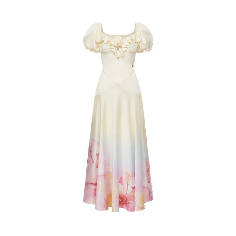 SHEERLUCK SLLYQ26308 Blended French style square neck dress