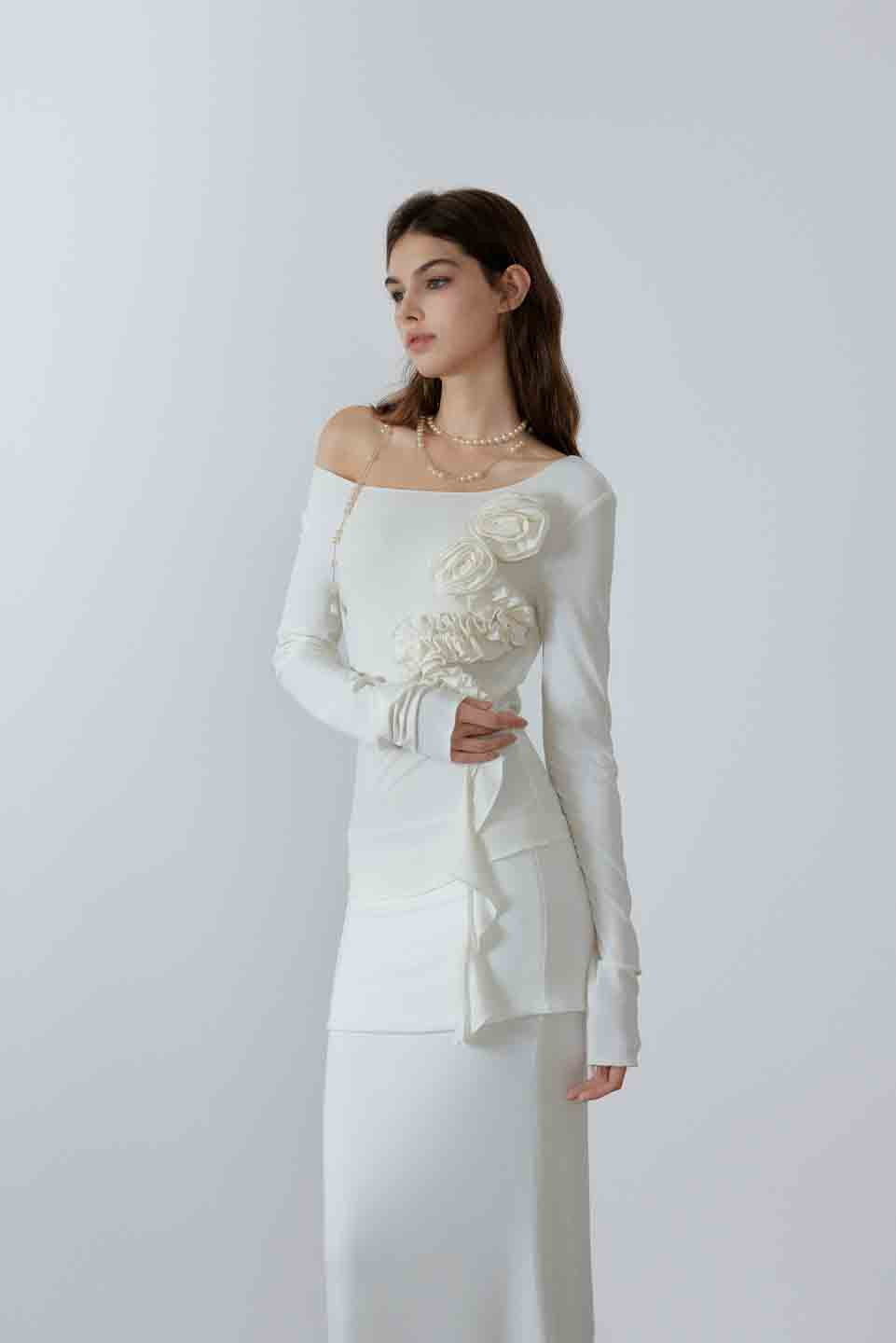NONCESTNON N218 Flower tassel long sleeved top