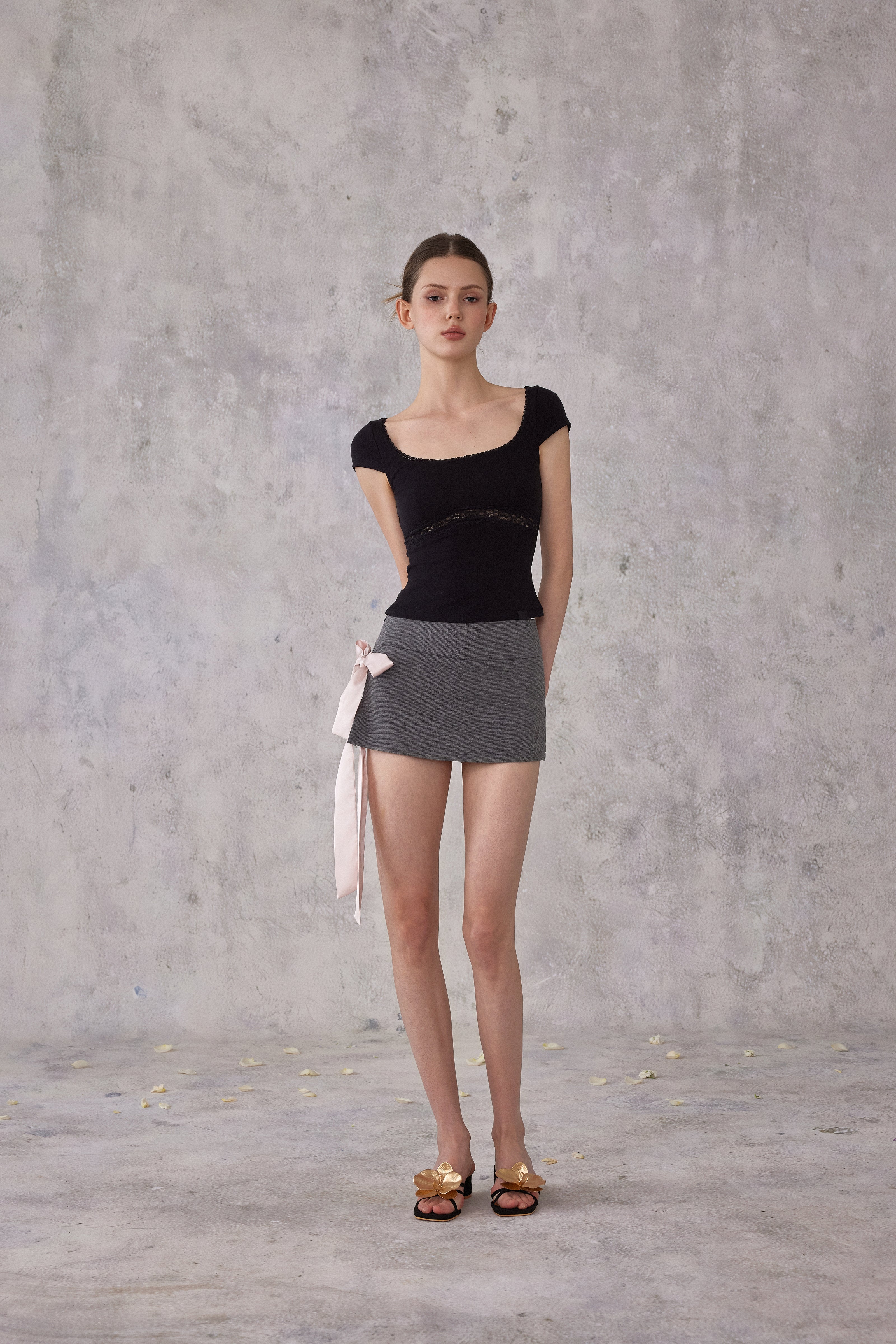 NOMEANSNO N164 Square collar lace top