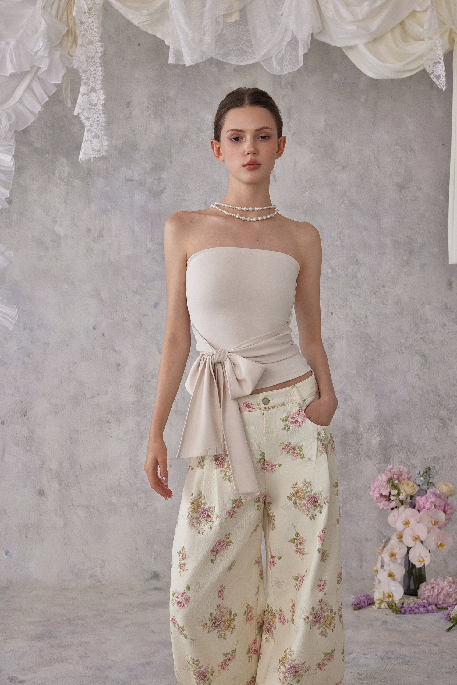 NOMEANSNO N171 Strapless tie up top (2color)