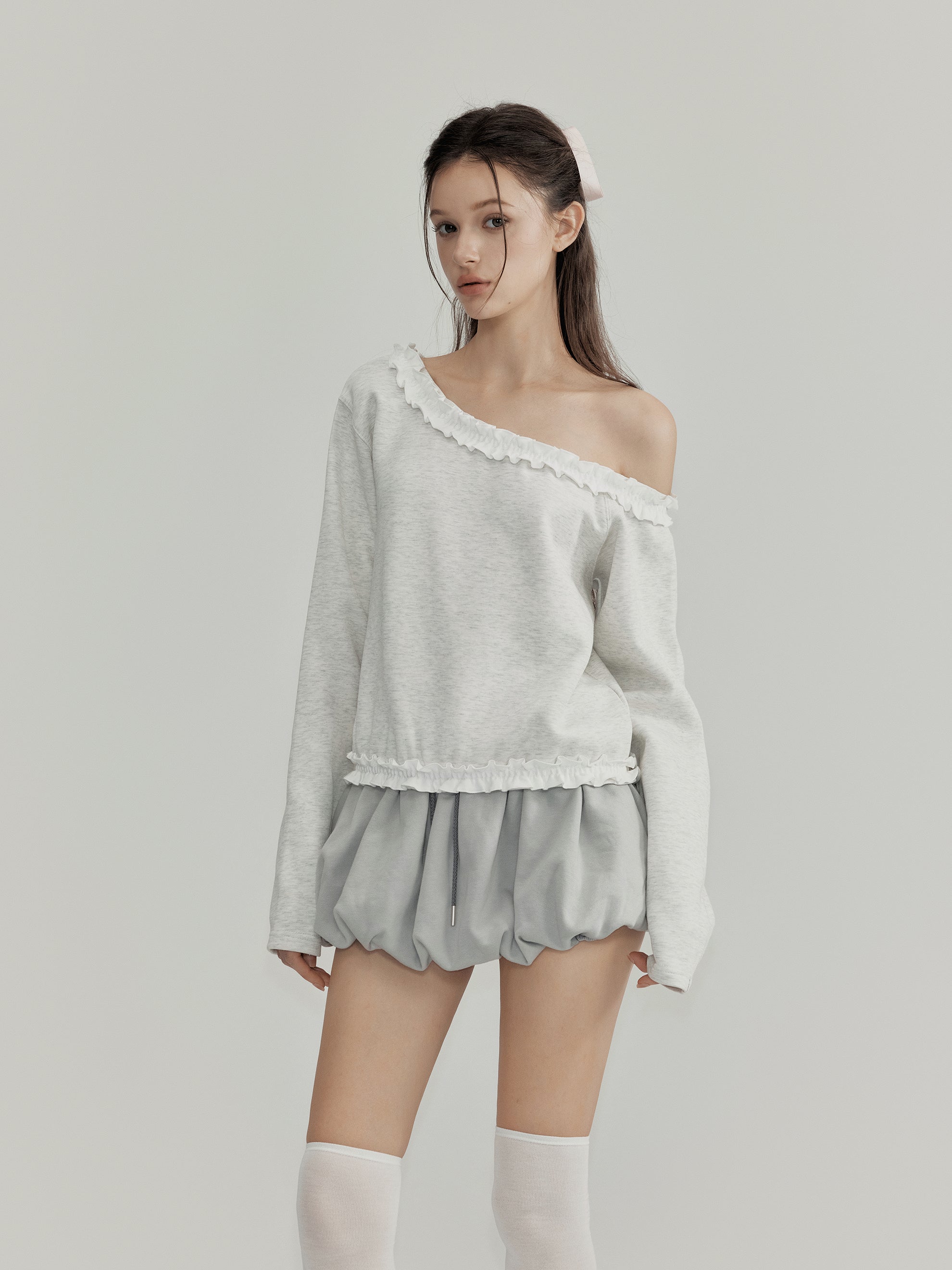 NOMEANSNO N101 Grey floral bud skirt