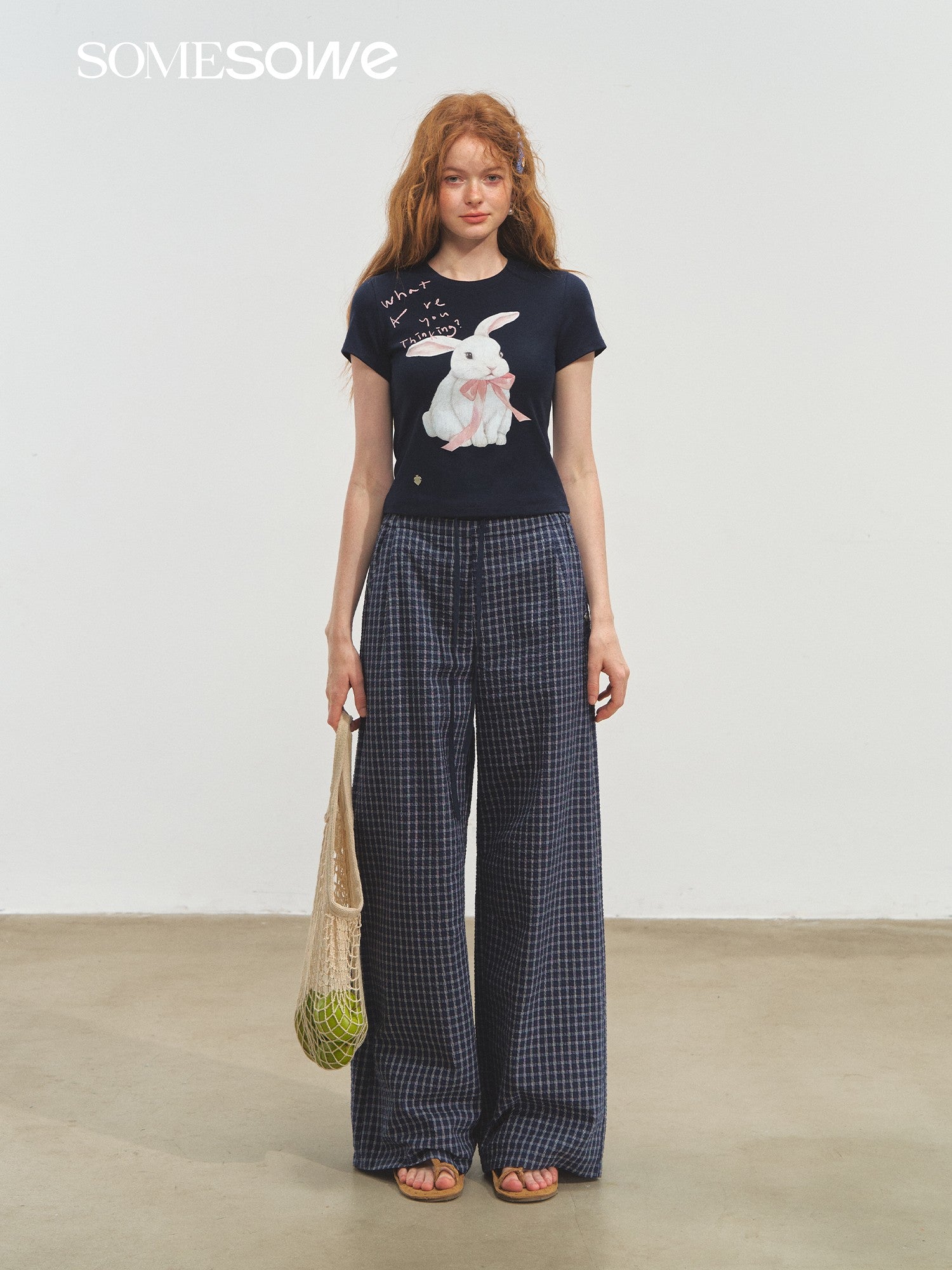 SOMESOWE S2508169 Plaid wide leg pants
