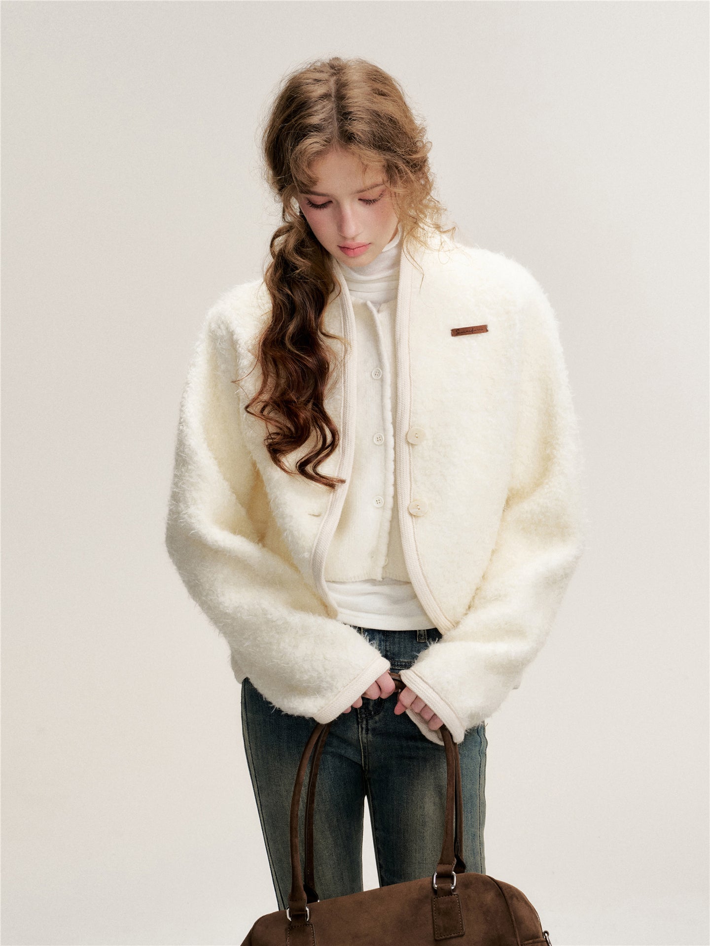 16DEWS 16D25476 Cocoon shaped woolen coat